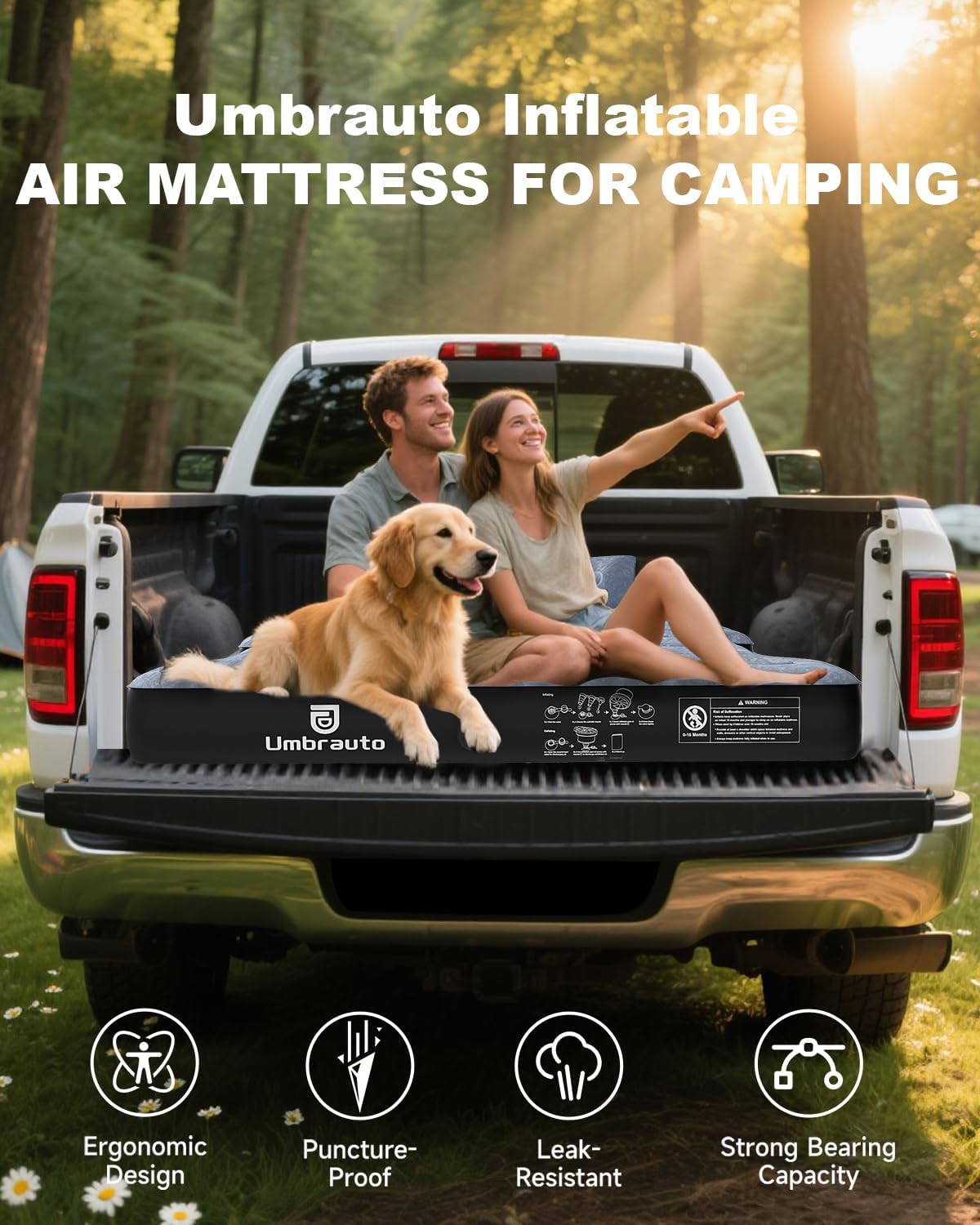 Thumbnail 5 de Umbrauto Inflatable Truck Bed Air Mattress for Full Size Short Beds (5.5–5.8 ft) with Pump & Carry Bag