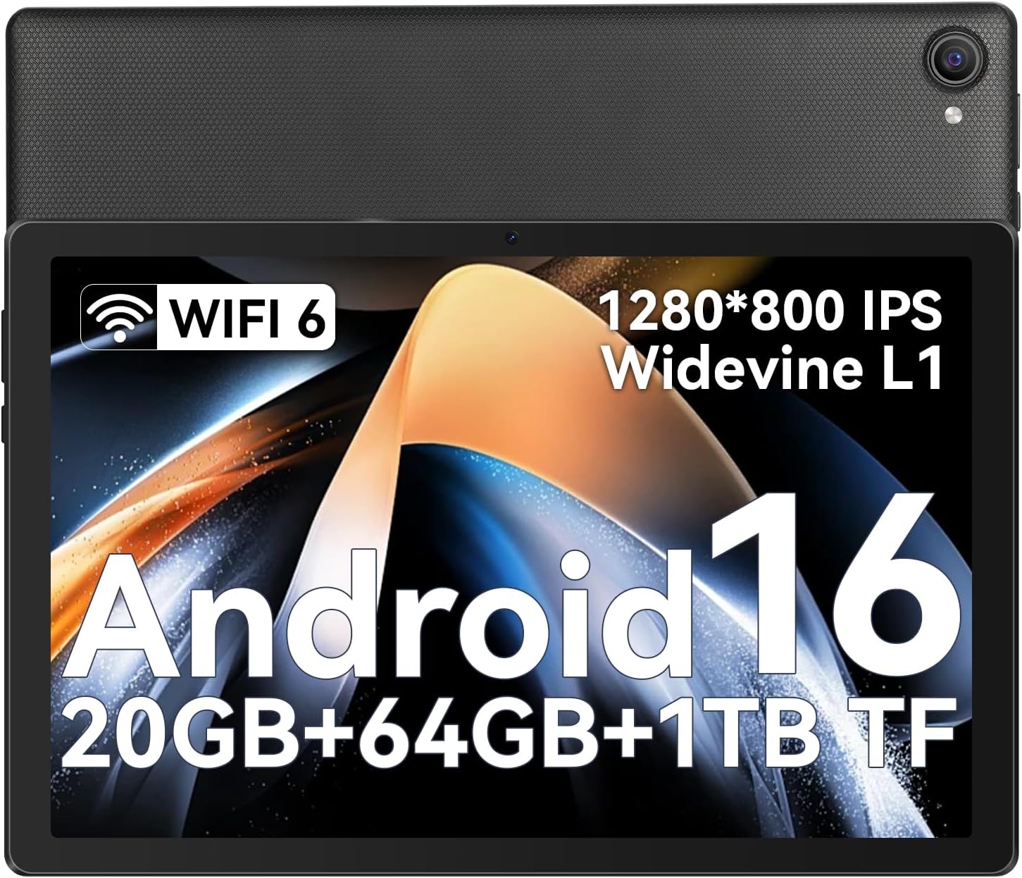 Detalle de Whitedeer Tablet 10 pollici Android 15 Octa-Core con Face ID, WiFi 6 e Widevine L1 (Nero)