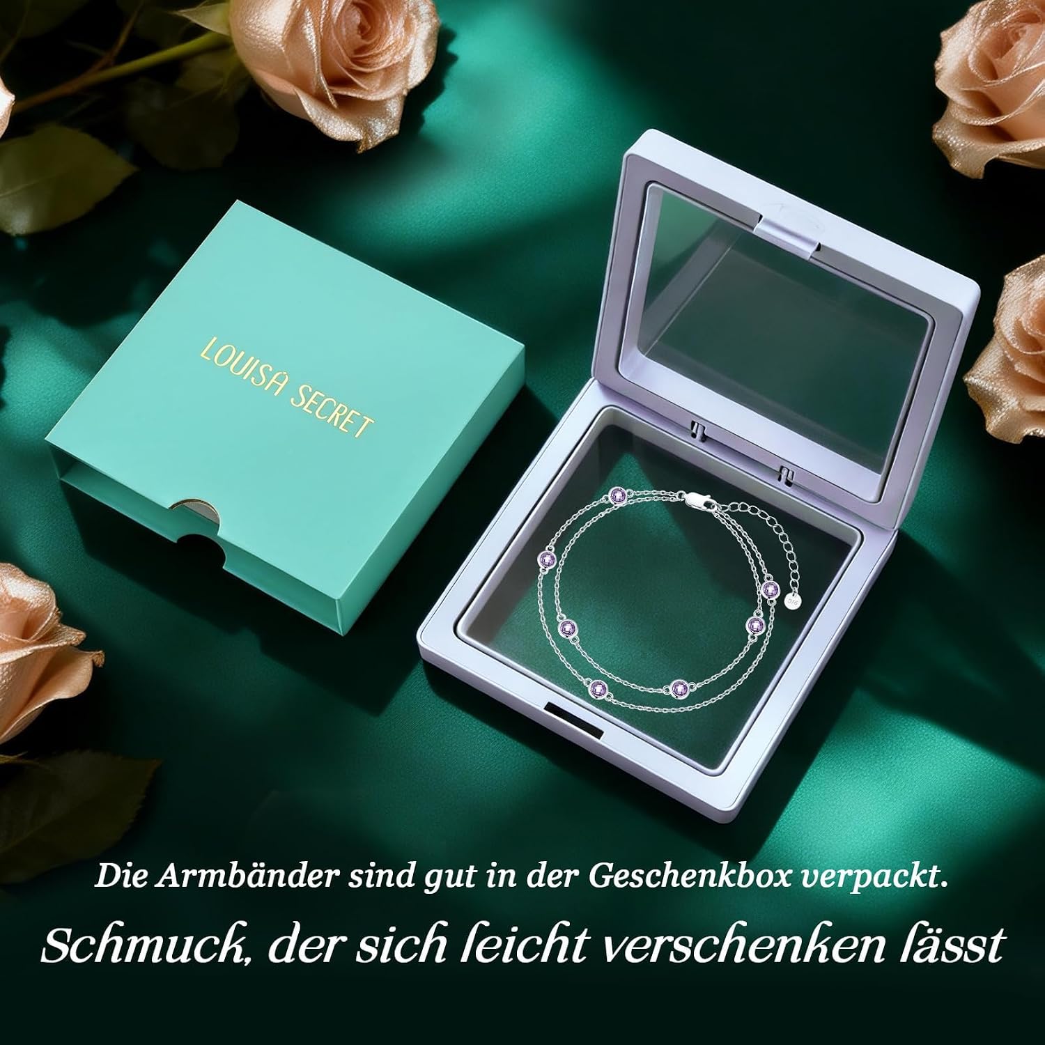 Detalle de LOUISA SECRET Pferdeaugen-Armband Damen aus 925 Sterling Silber mit Zirkonia, verstellbar