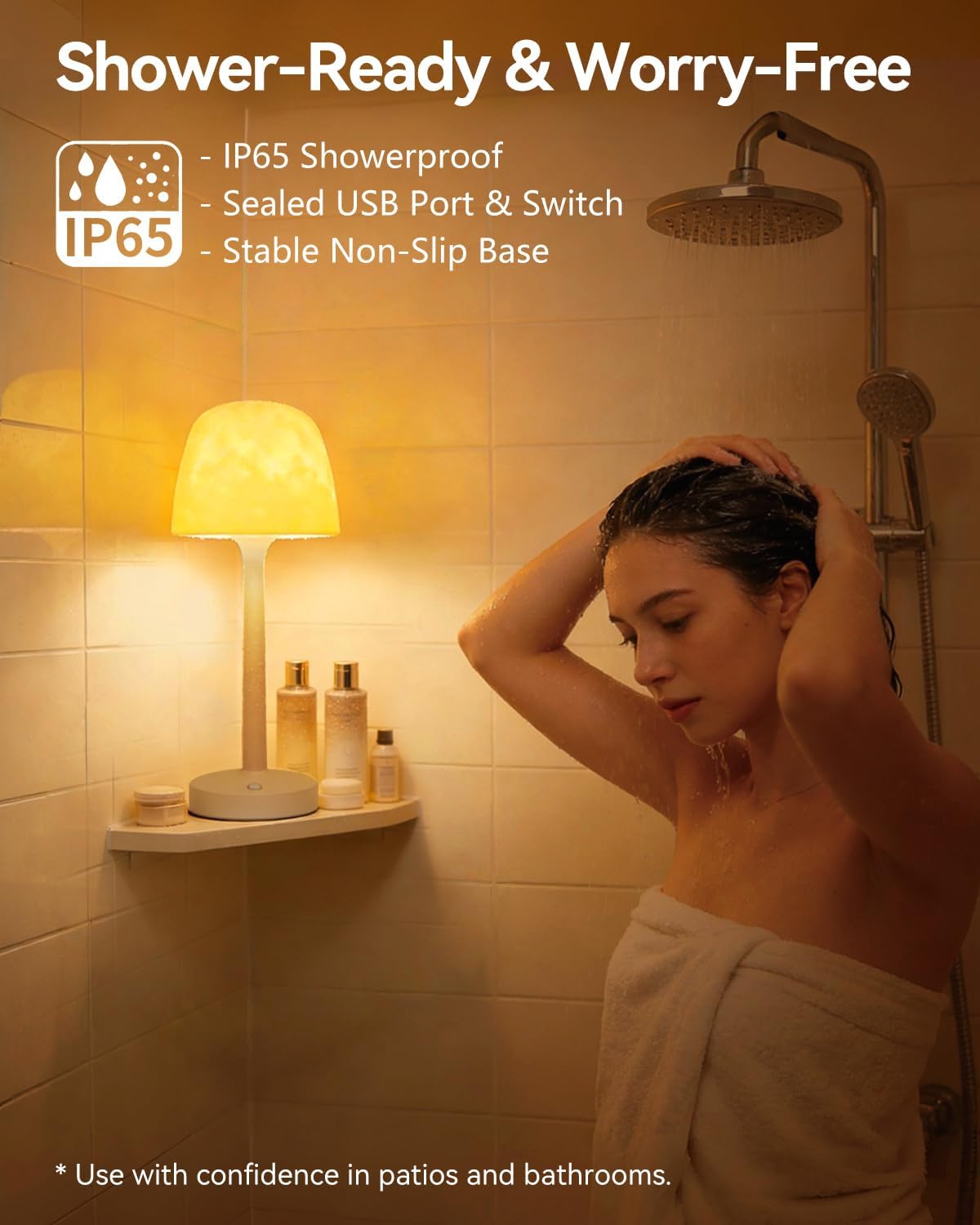 Thumbnail 2 de SAIWEYA Spa-Like Waterproof Bathroom Shower Lamp with 16-Colour Ocean Wave Projector (Rechargeable, Touch & Remote)