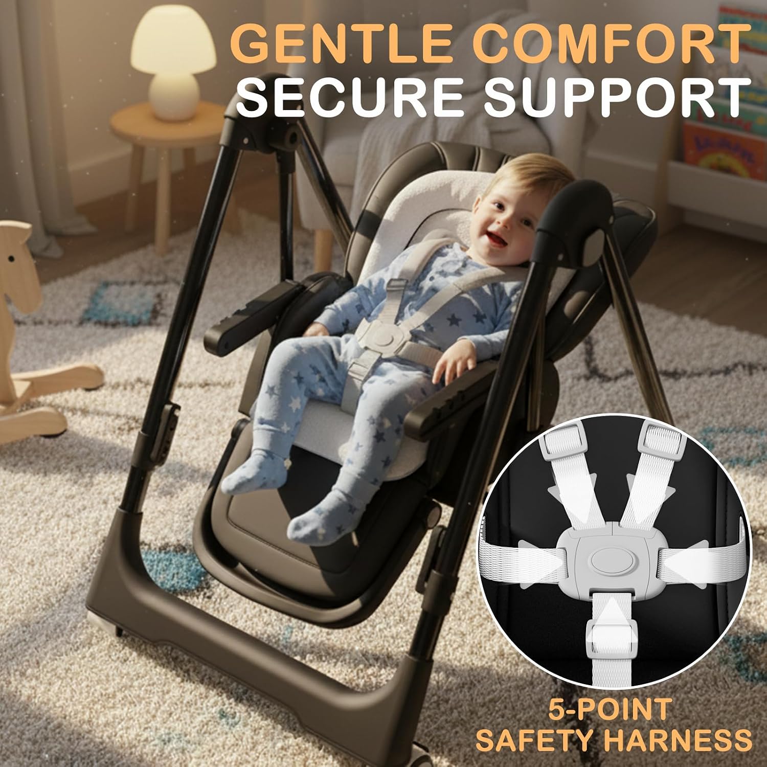 Thumbnail 2 de TOPACES 3-in-1 Foldable High Chair with Rocking Mode, 5 Height Levels
