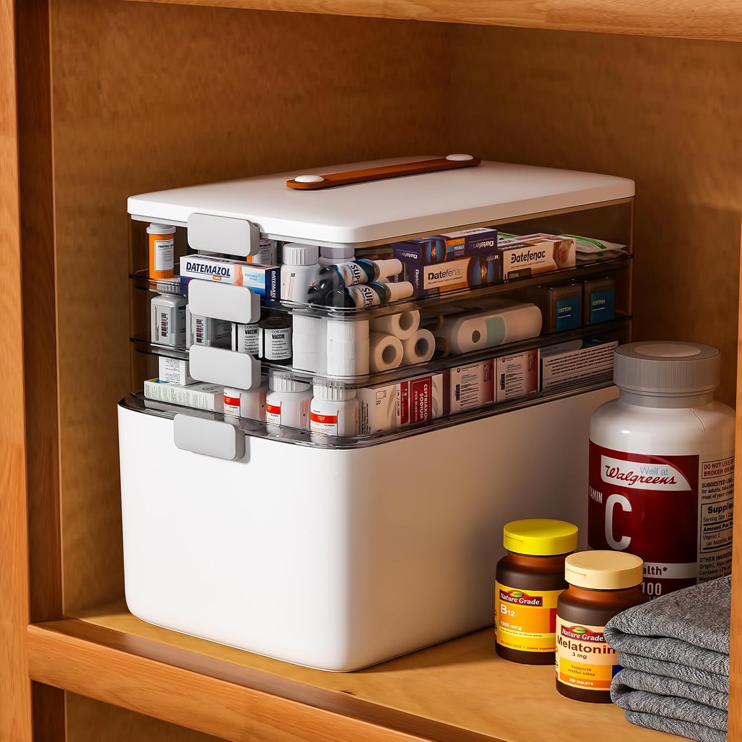 Thumbnail 4 de funest 4-Tier Medicine Storage Box Cabinet – Portable Organizer