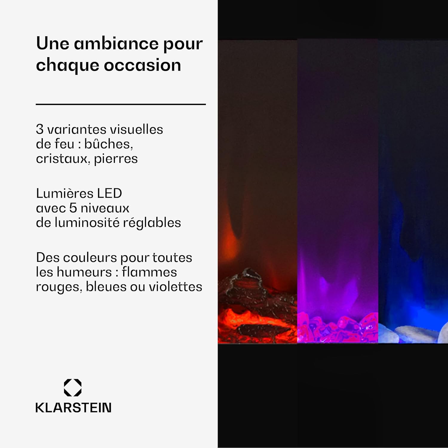 Thumbnail 3 de Klarstein Cheminée électrique encastrable 1800 W