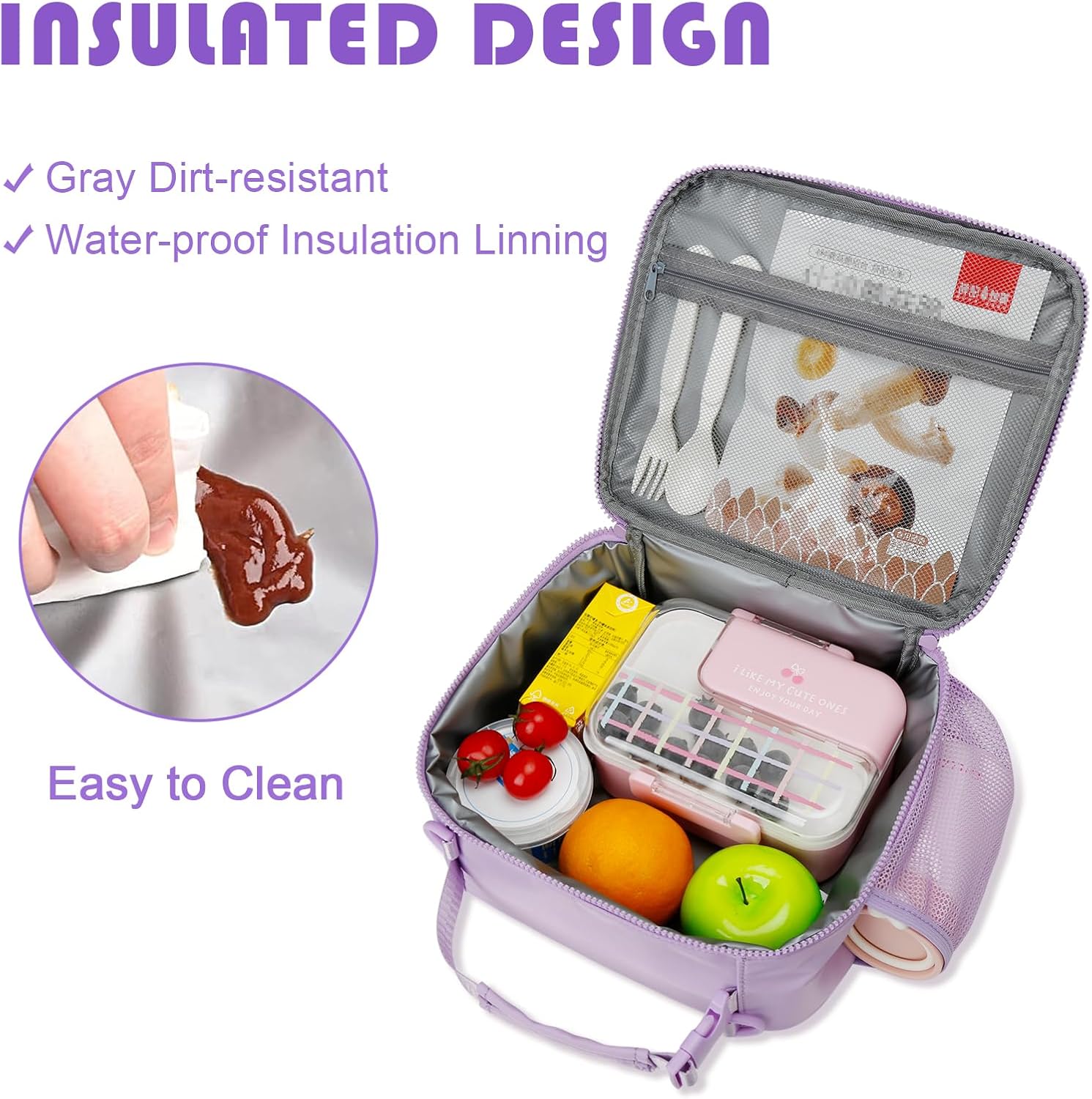 Thumbnail 4 de CLOUDWINGS Kids Initial Lunch Bag: Reusable Insulated Lunch Box for Girls – Purple-B