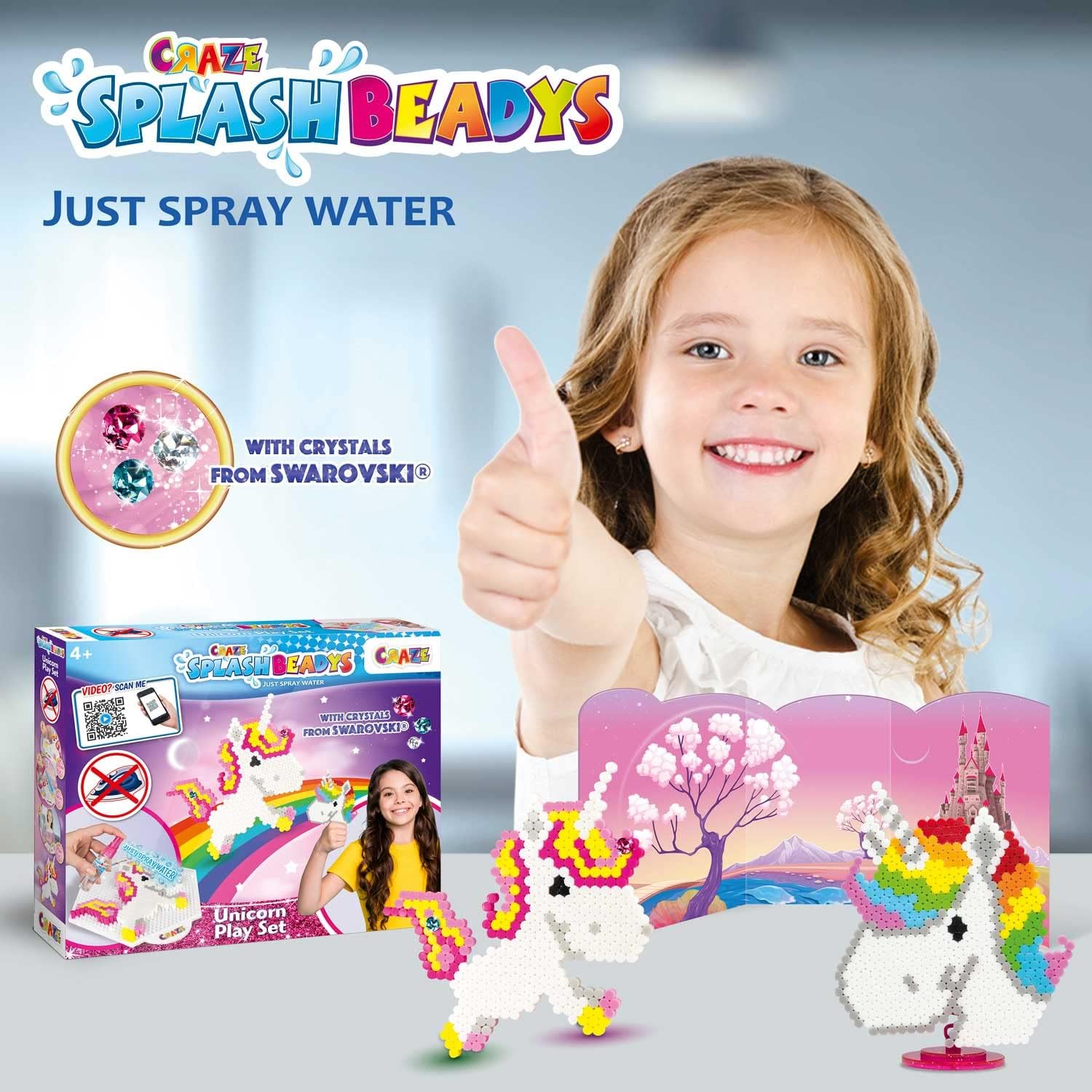 Thumbnail 6 de Craze Splash Beadys Unicorn 58467 – Kit artigianale con perline d’acqua e 3 cristalli Swarovski
