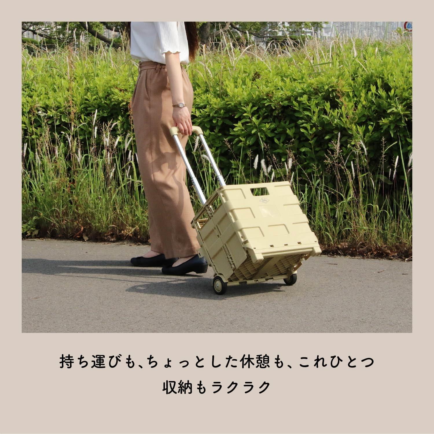 Thumbnail 3 de 不二貿易 86106 折りたたみキャリーカート ベージュ・耐荷重25kg