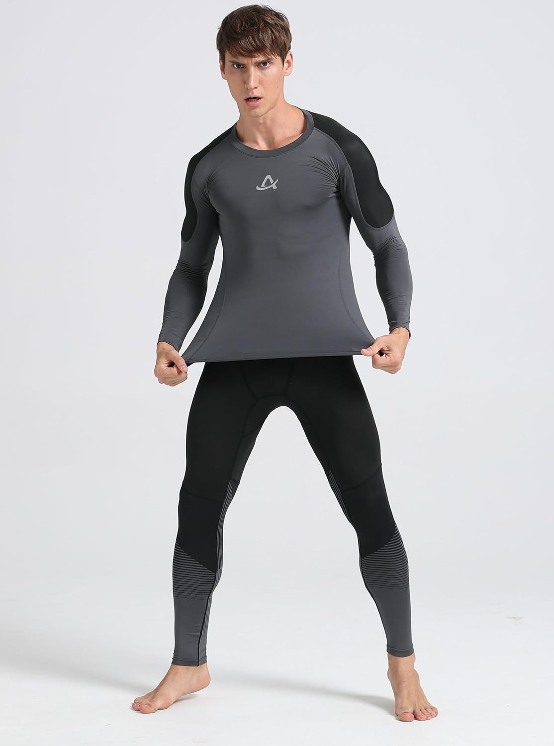 Detalle de AMZSPORT Camicia a compressione da uomo maniche lunghe