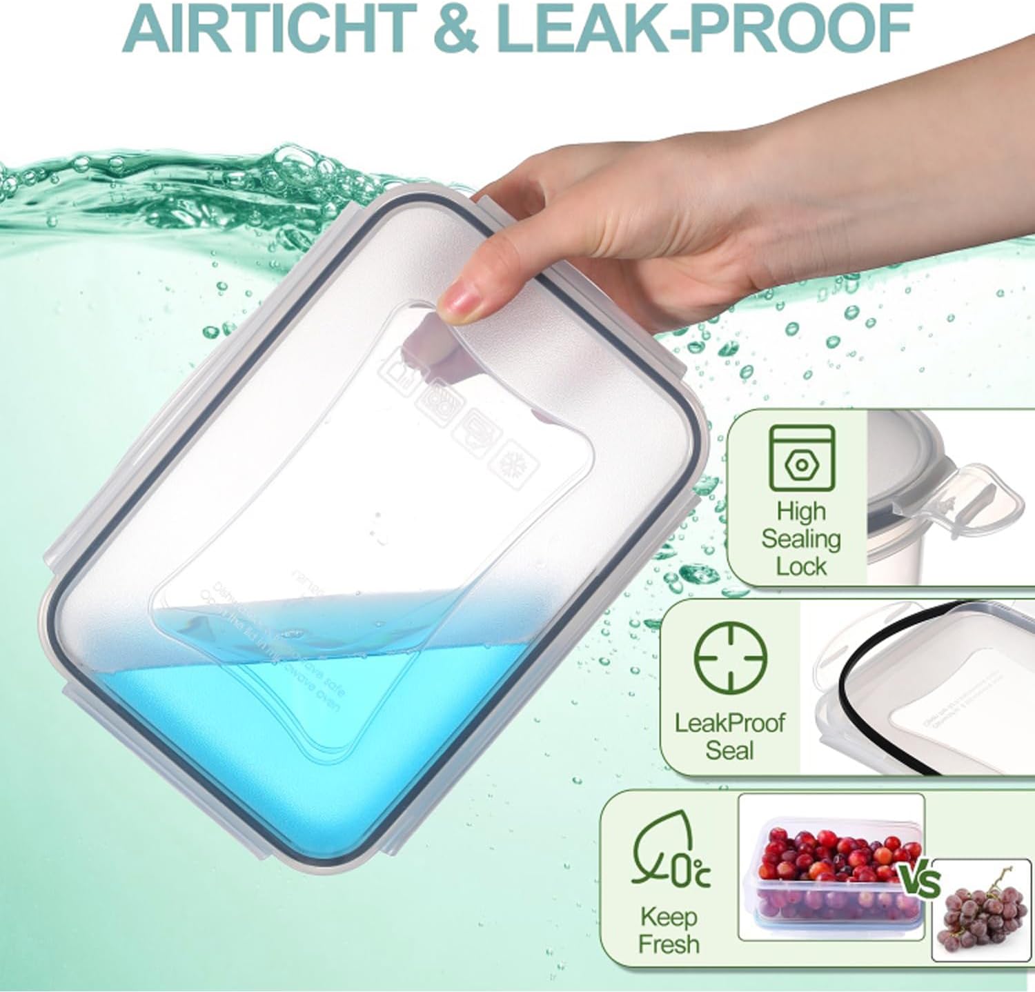 Thumbnail 1 de KUMD Vorratsdosen-Set 50-teilig (25-Pack) aus Plastik mit Deckeln – inkl. 2× 2,5 l & 2× 1,5 l, Nesting, mikrowellengeeignet, BPA-frei