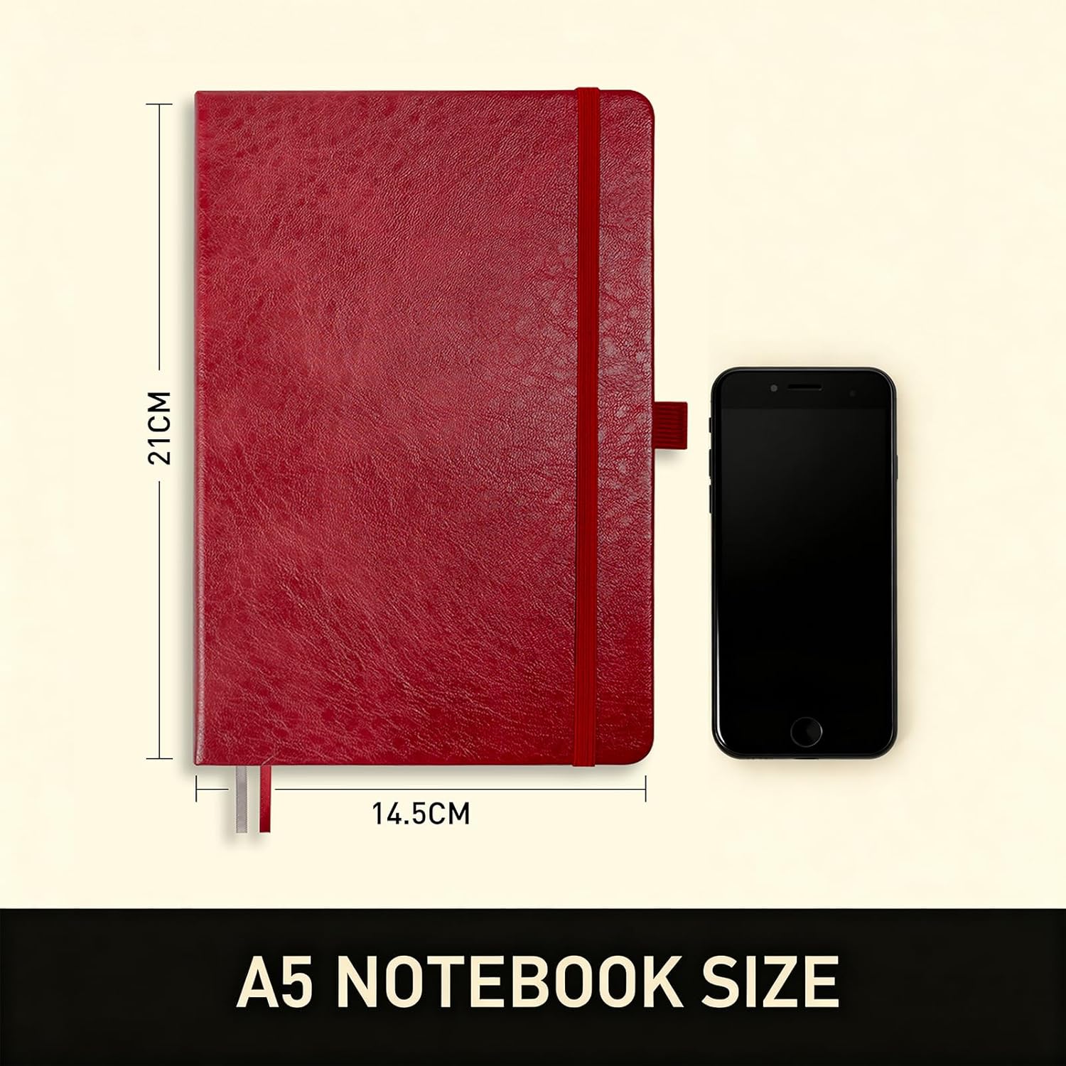 Thumbnail 1 de PYNEX Notizbuch A5 Dotted – Hardcover, Lederoptik, 192 Seiten, 100 g/m² – Weinrot
