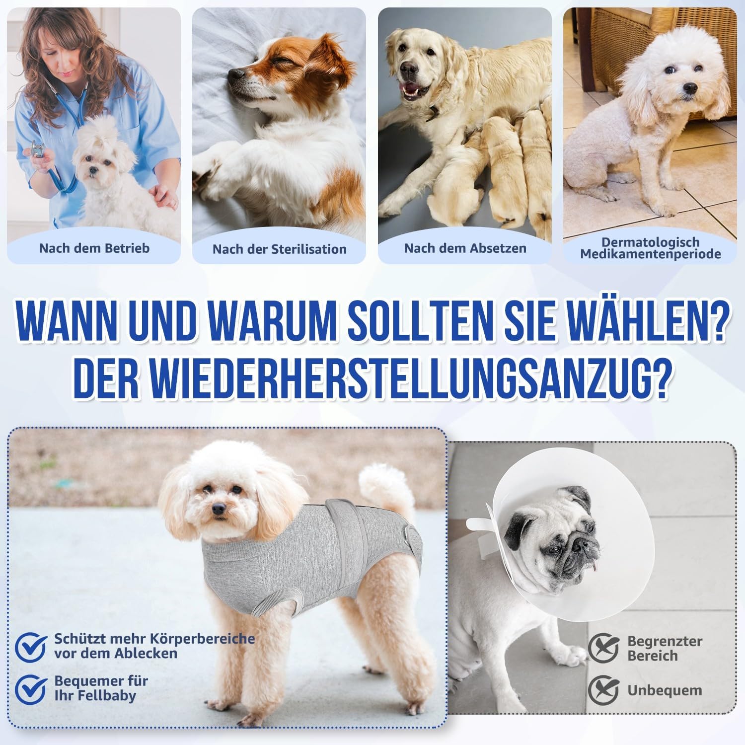 Detalle de SlowTon Hundebody nach OP – weicher, atmungsaktiver Leckschutz mit Reißverschluss