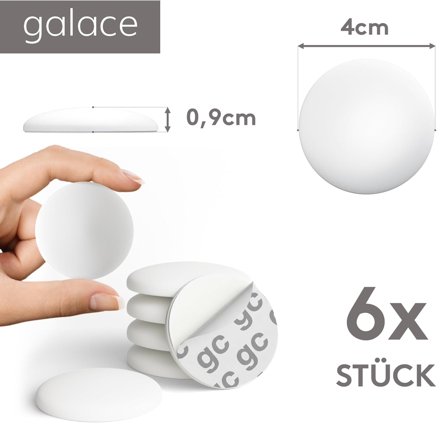 Thumbnail 5 de GALACE Fermaporta Adesivo da Muro Bianco [6 pezzi] – Protezione efficace per porte e infissi