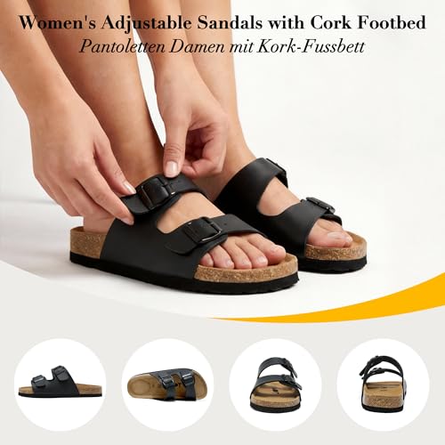 Thumbnail 6 de Chetoria Sandales et Mules Femme/Homme à Boucles Réglables Noir 37EU – Confort sur mesure