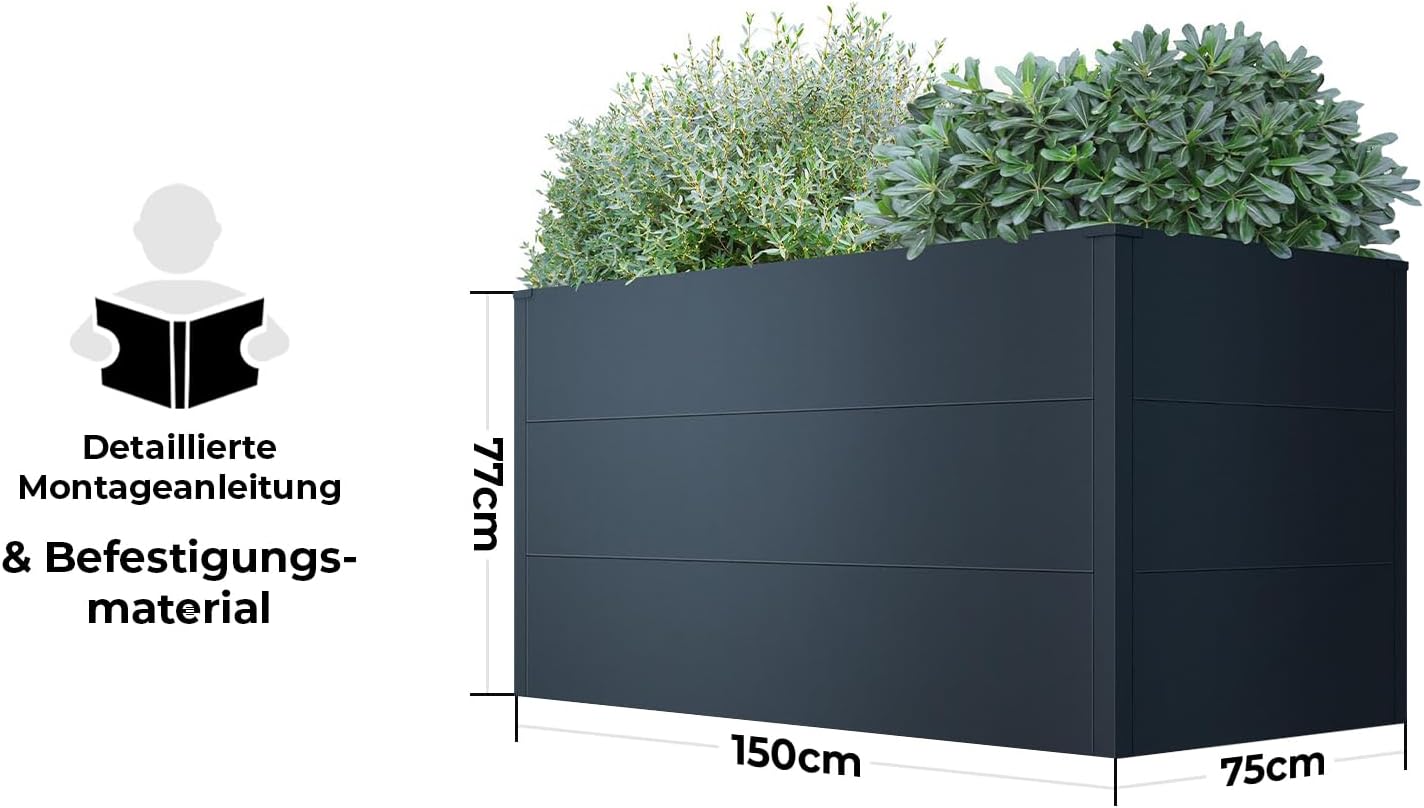 Thumbnail 3 de Metzler Hochbeet für den Garten aus Stahl in Anthrazit – 150 x 75 x 77 cm