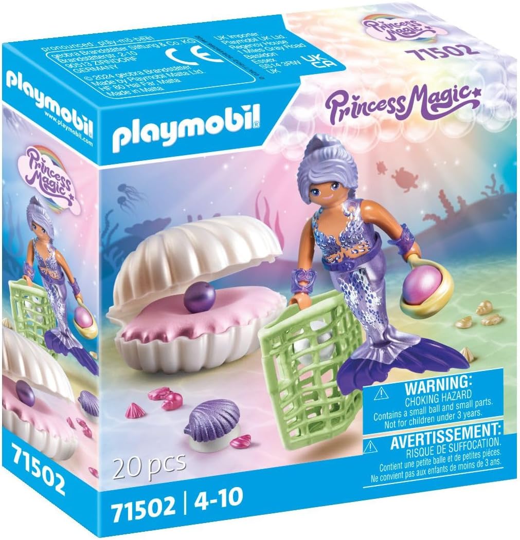 Detalle de PLAYMOBIL Princess Magic 71502 Meerjungfrau mit Perlmuschel – inkl. Muschelschatulle und Dekomuschel