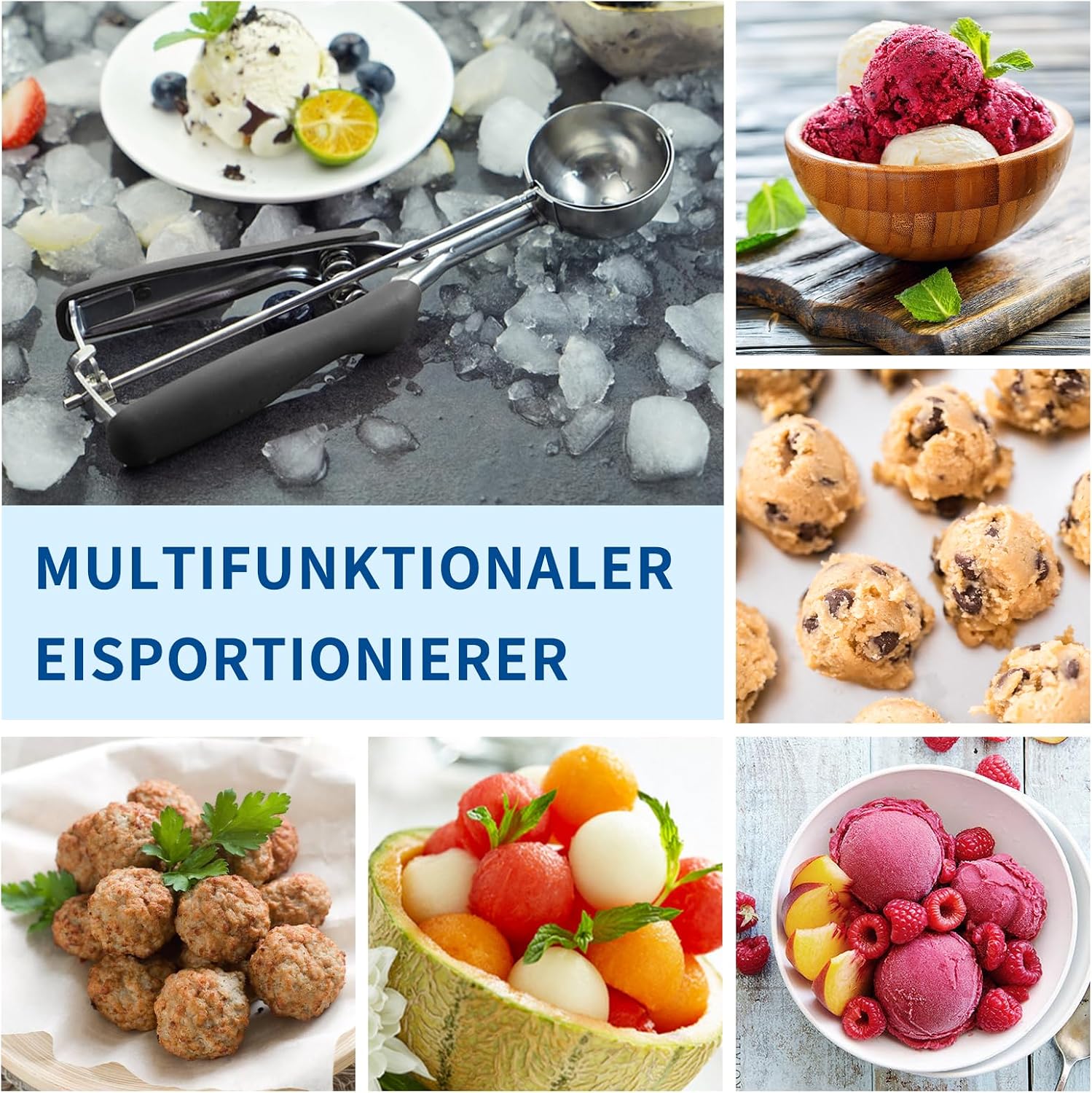 Thumbnail 4 de SPEENSUN 3-teiliges Eisportionierer-Set mit Auslöser – Edelstahl 304/430, 4/5/6 cm