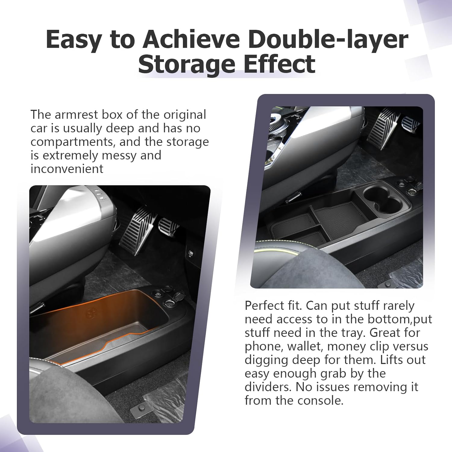 Detalle 2 de LUWU Centre Console Organizer for Kia EV6 (2021-2025) – Lower Console Storage with Cup Holder