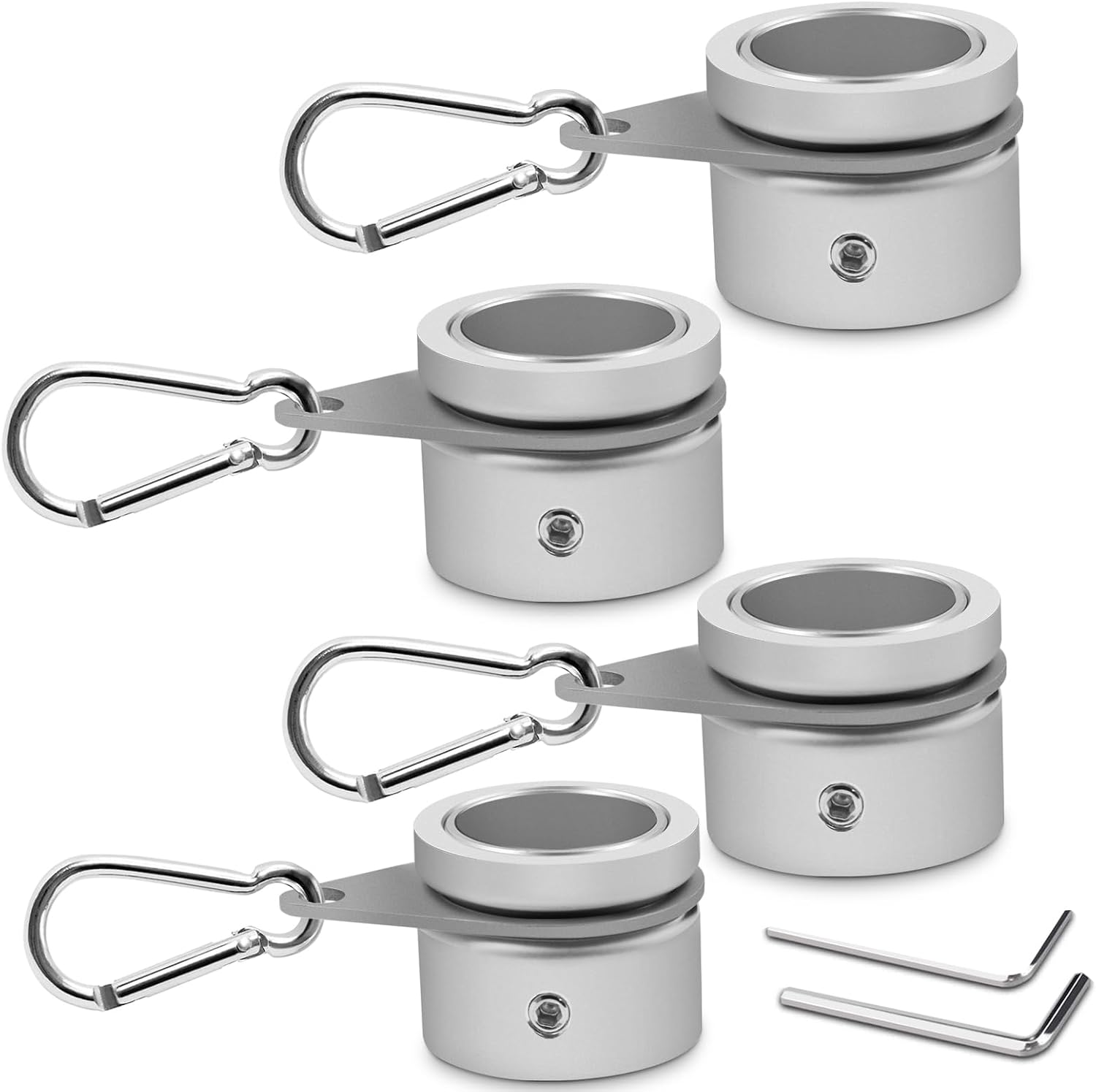 Detalle de Anovo ring-p Flagpole Rings, 360° Rotating, Matte Silver, 1.02–1.25-Inch Poles