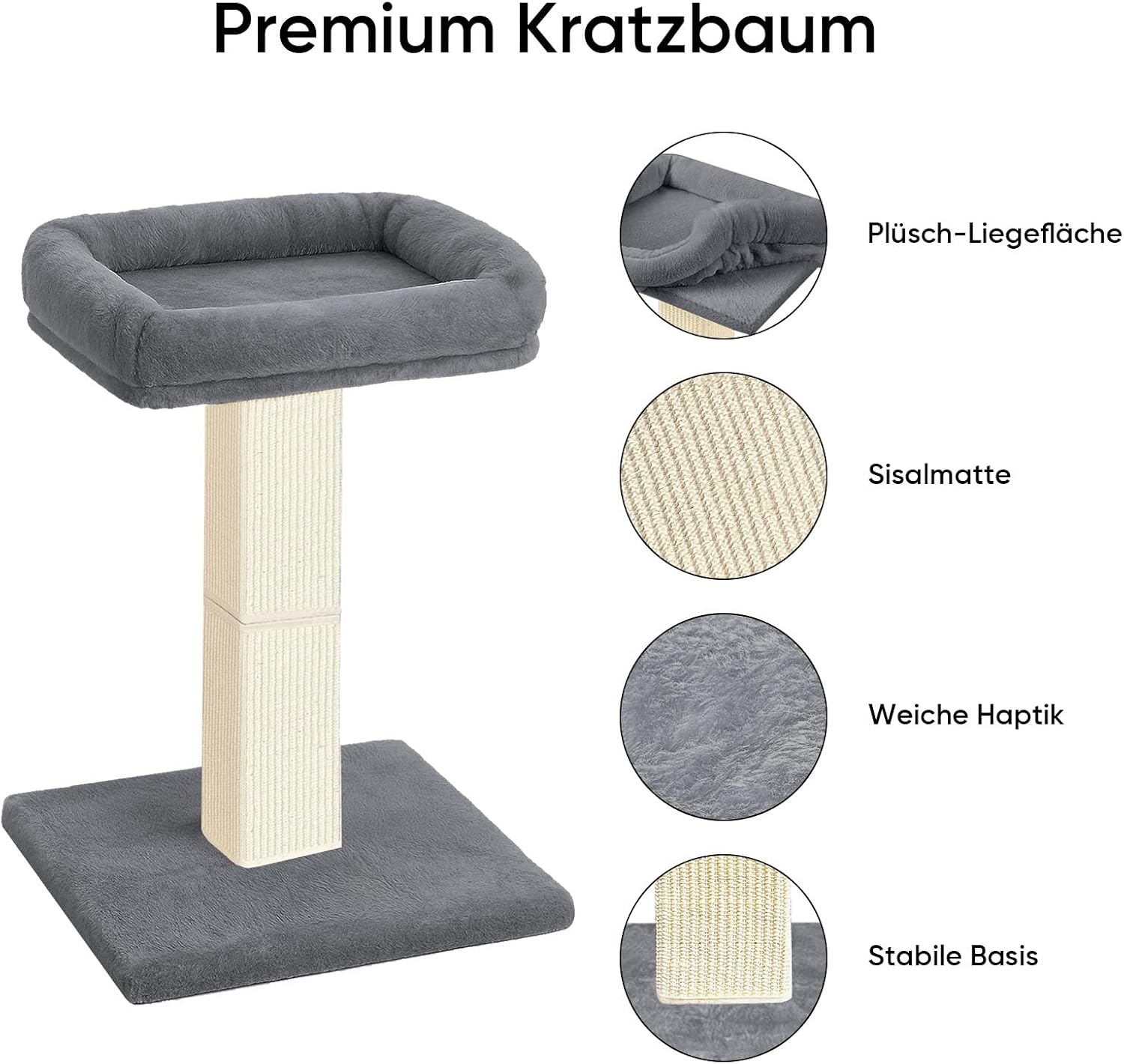 Detalle de AGYM Kratzbaum für Katzen, 81,3 cm – vertikaler Kratzbaum mit erhöhtem Bett, Sisal- und Teppich-Kratzoberfläche, grau