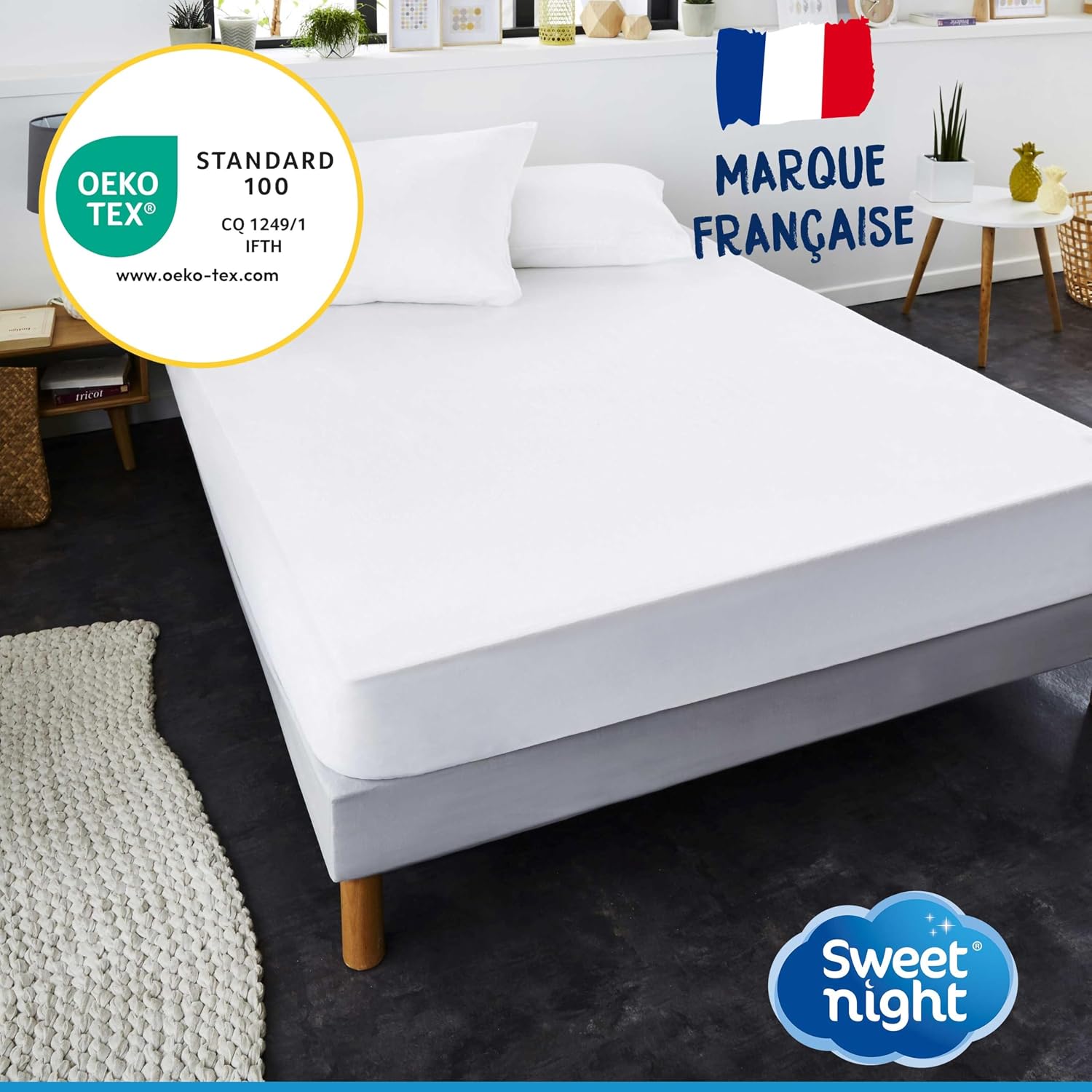 Detalle 2 de SWEET NIGHT Protège Matelas 90x190 cm – Alèse Imperméable et Anti-Acariens, Bouclette Éponge Coton