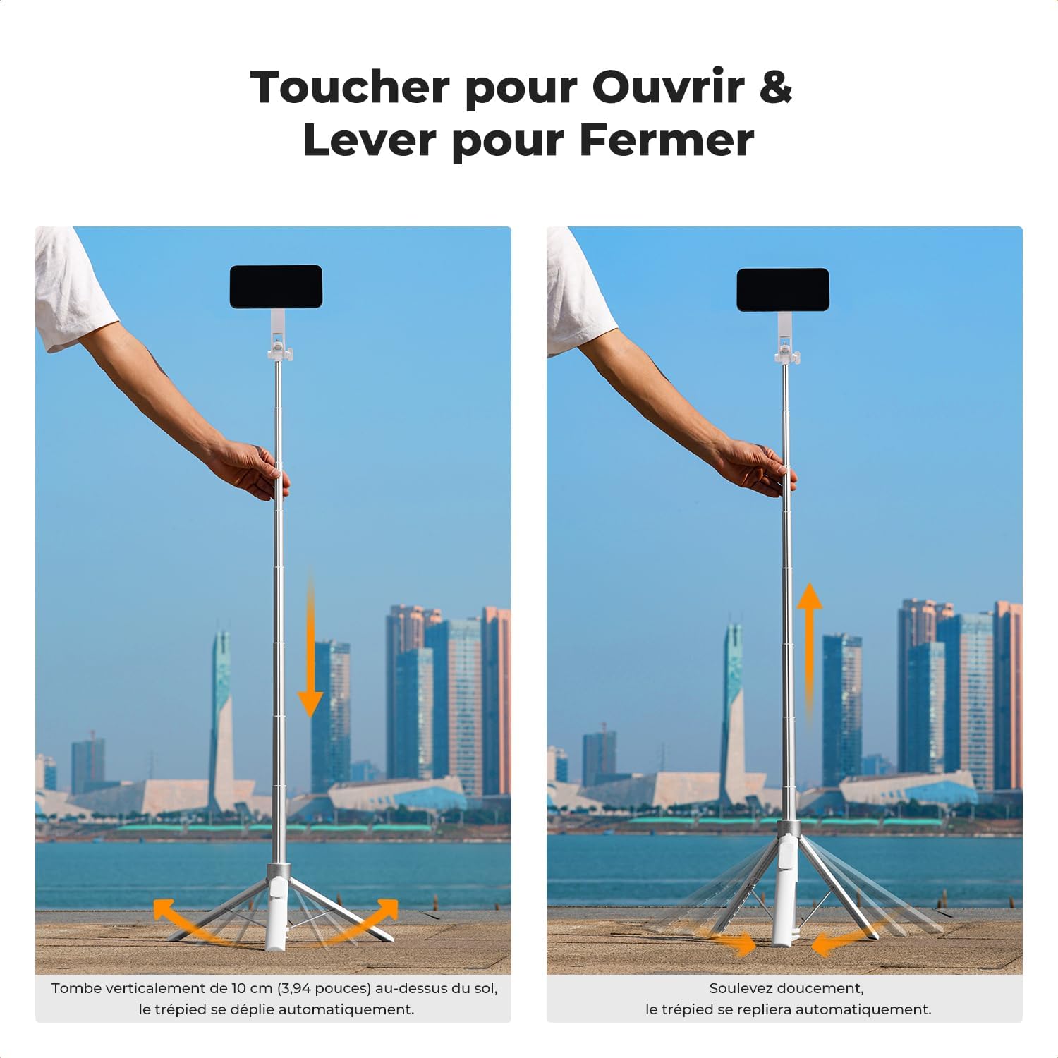 Detalle de K&F CONCEPT Trépied iPhone Mag-Safe 180 cm — 3-en-1 selfie magnétique avec télécommande