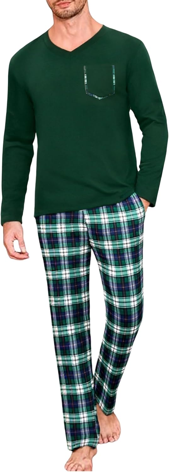 Thumbnail 6 de Uniexcosm Pyjama Homme Hiver en coton – Ensemble à carreaux, manches longues
