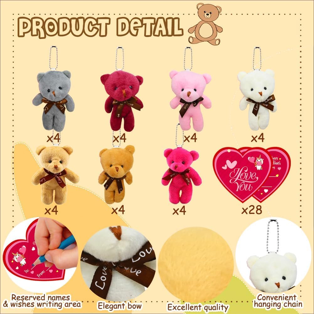 Thumbnail 1 de LUKBERA 28 Pack Valentine Cards with Teddy 🧸