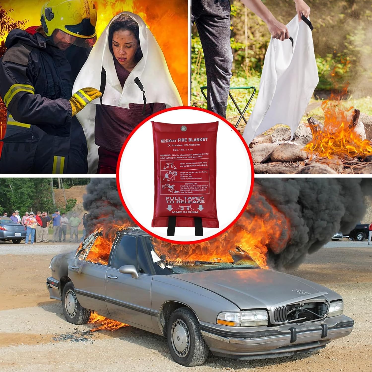 Thumbnail 2 de TechBest Löschdecke Küche Feuerlöschdecke (160 x 180) aus Glasfaser, DIN EN 1869:2019