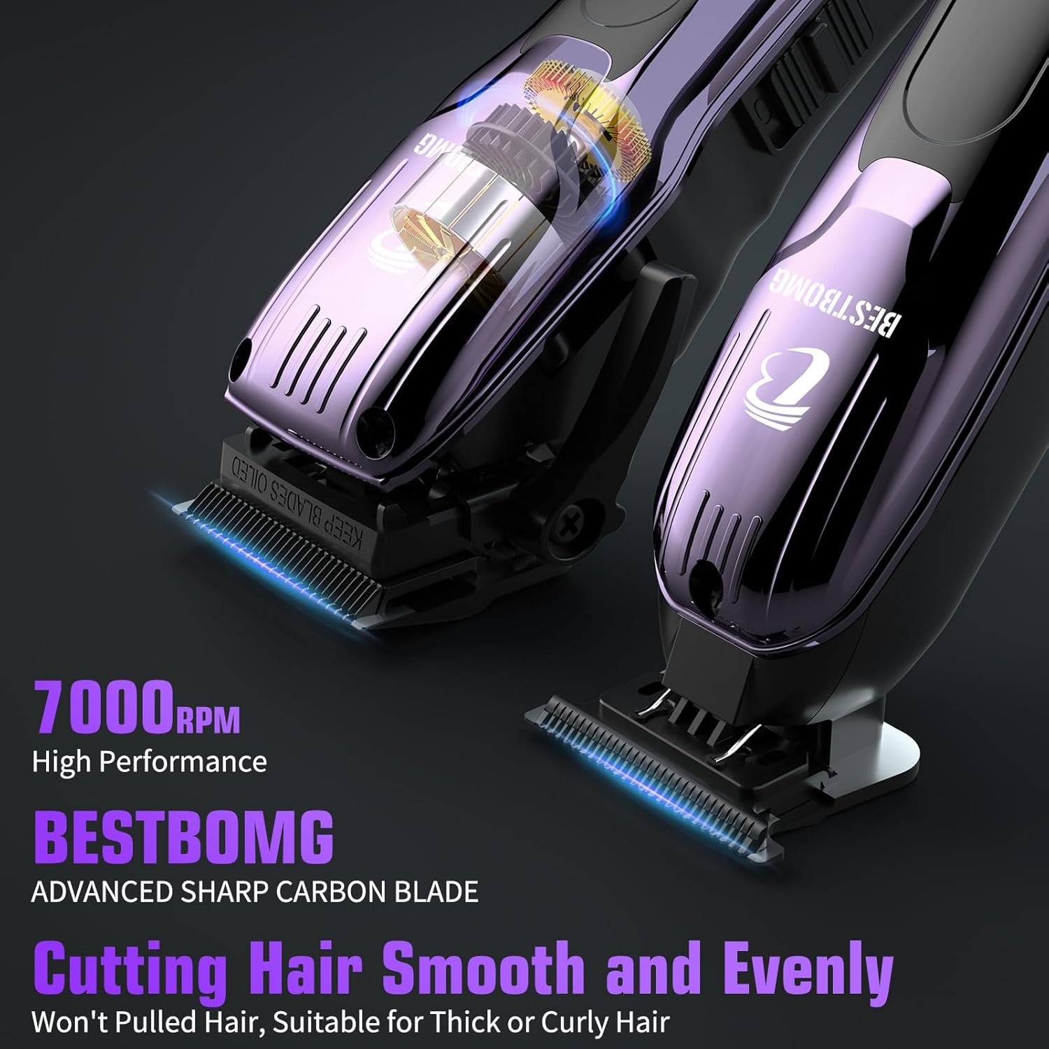 Thumbnail 1 de BESTBOMG BS-808C Hair Clippers Kit for Men: Pro-Level Clipping with All-Metal Build
