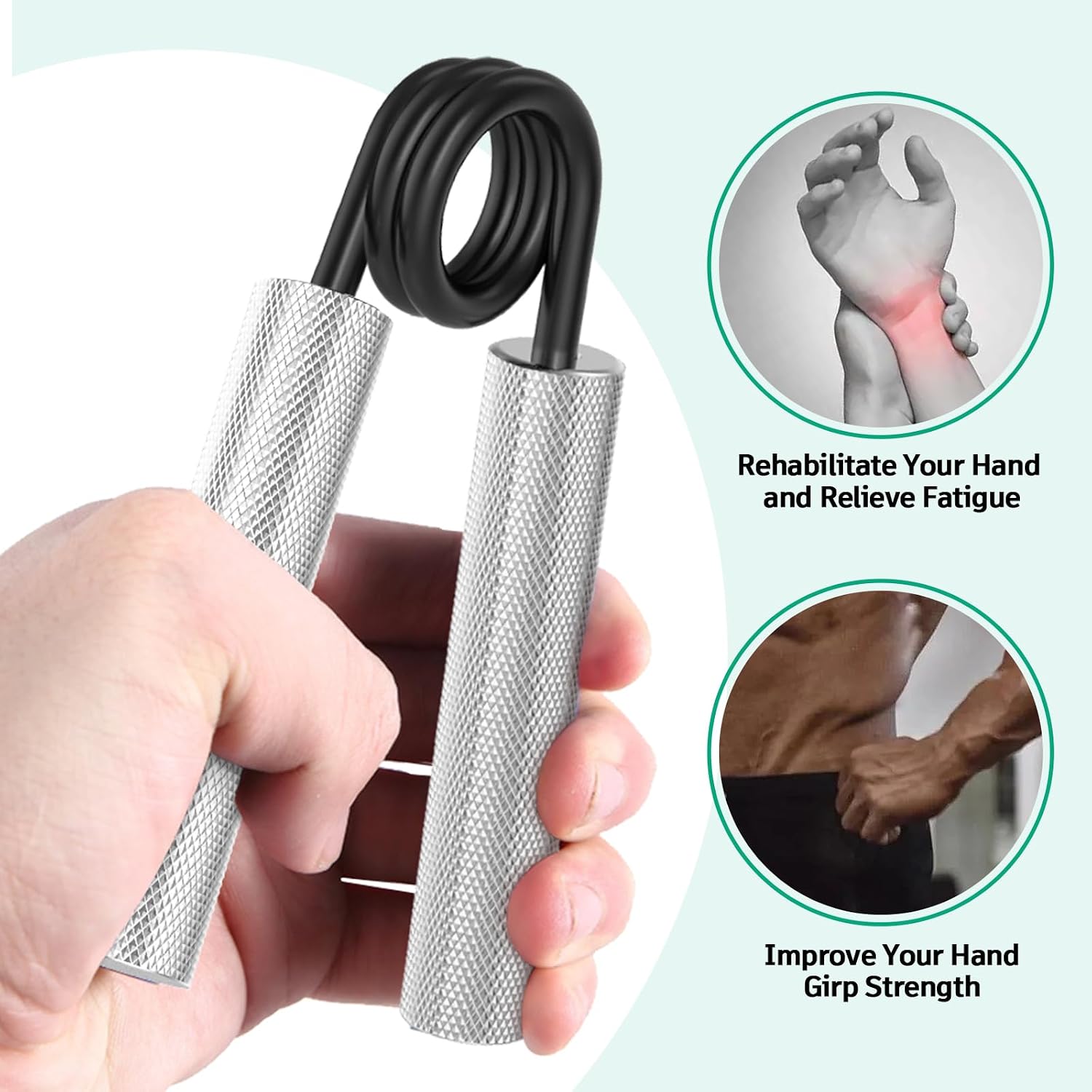 Detalle de ZEAGUS GS Metal Hand Grip Strengthener, 4-Pack, 50–200 lb, Silver