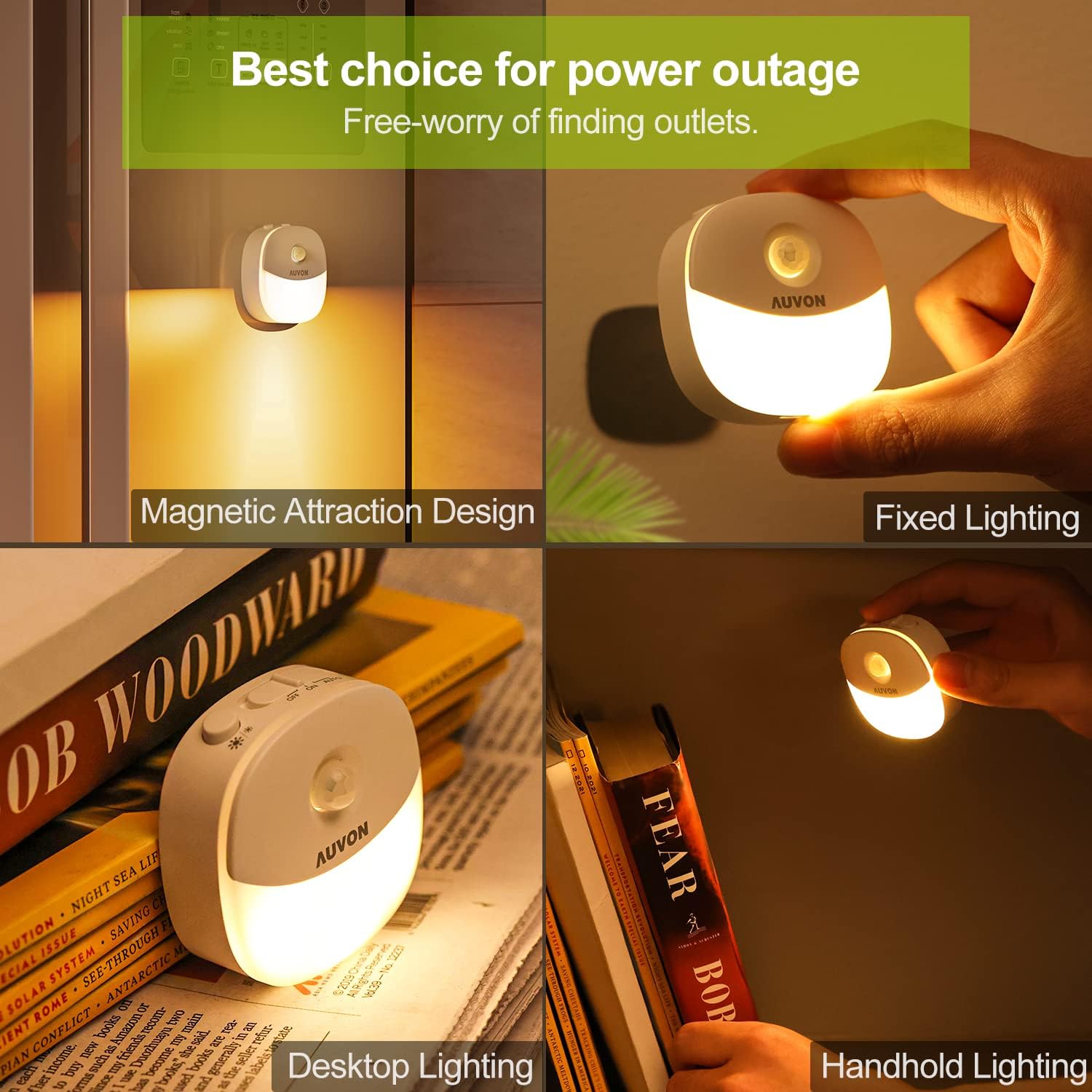 Thumbnail 4 de AUVON Magnetic Rechargeable Night Light (2-Pack) with Motion & Dusk-Dawn Sensor