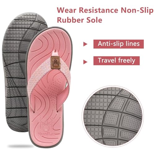 Thumbnail 5 de KuaiLu Chanclas Mujer Verano: Chanclas antideslizantes de cuero y tela para playa y piscina