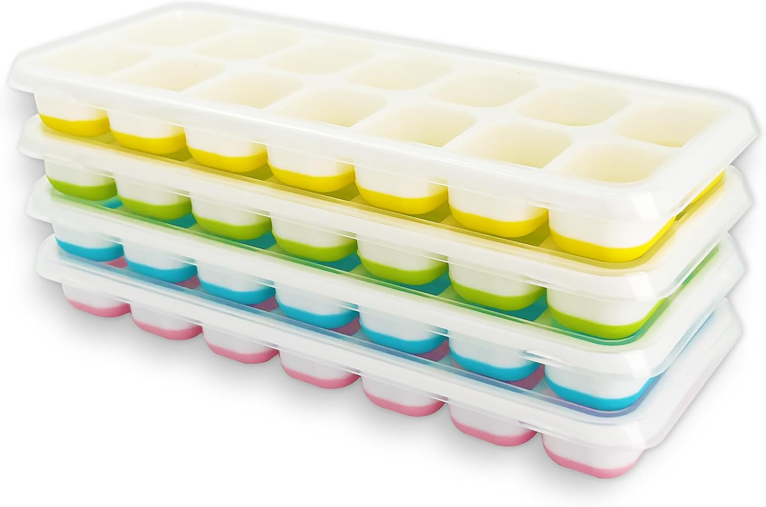 Detalle de Xcdhemde ES-ZBMJ-4pcs Silicone Ice Cube Trays, 56 Cubes, Lids