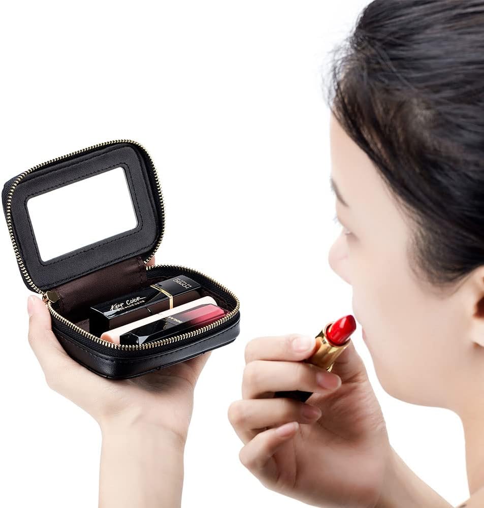 Thumbnail 2 de Aileder Lipstick Case Holder Box with Mirror — Genuine Leather, Compact Travel Make-up Organiser