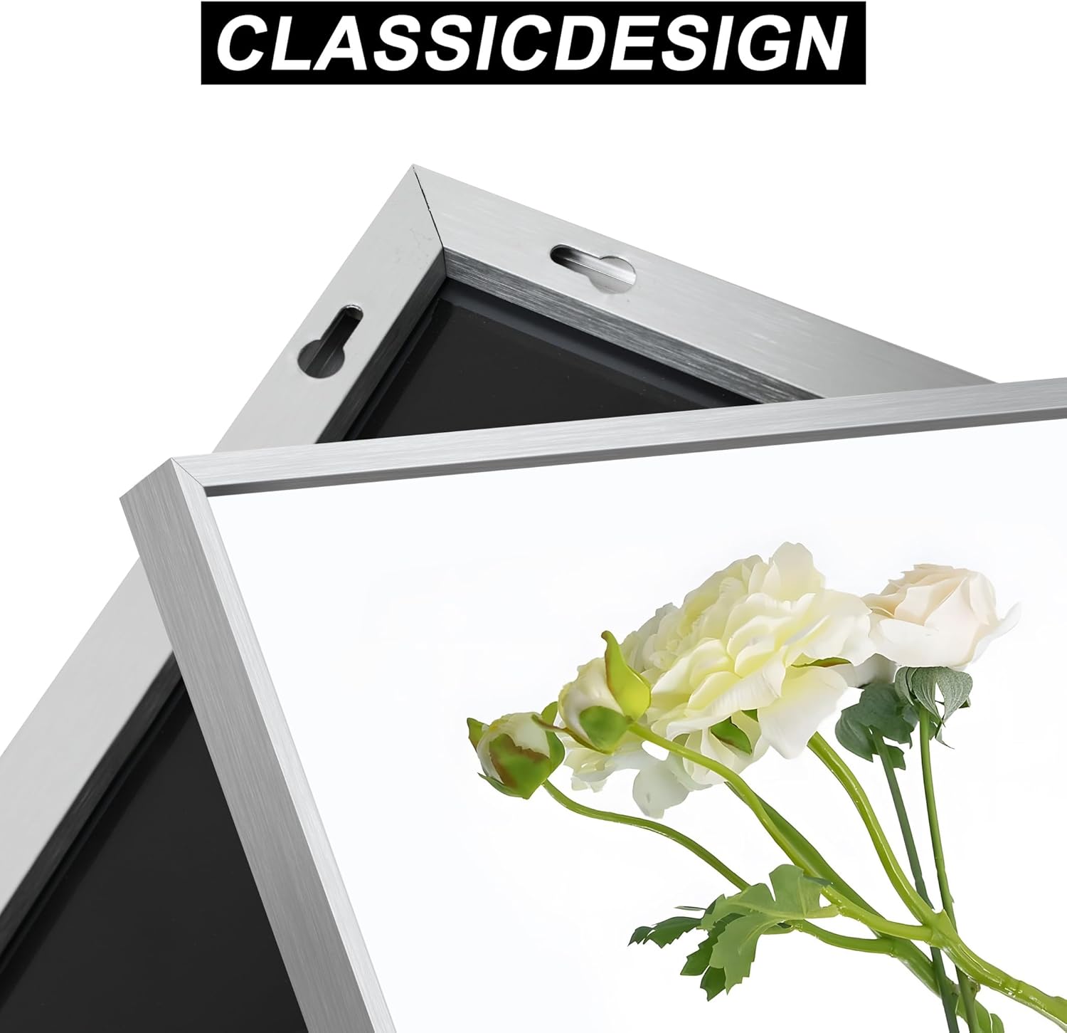 Thumbnail 5 de DESBING 30" x 30" Bathroom Mirror (Silver Metal Frame, Tempered Glass) — Wall-Mount Rectangle Corner Mirror