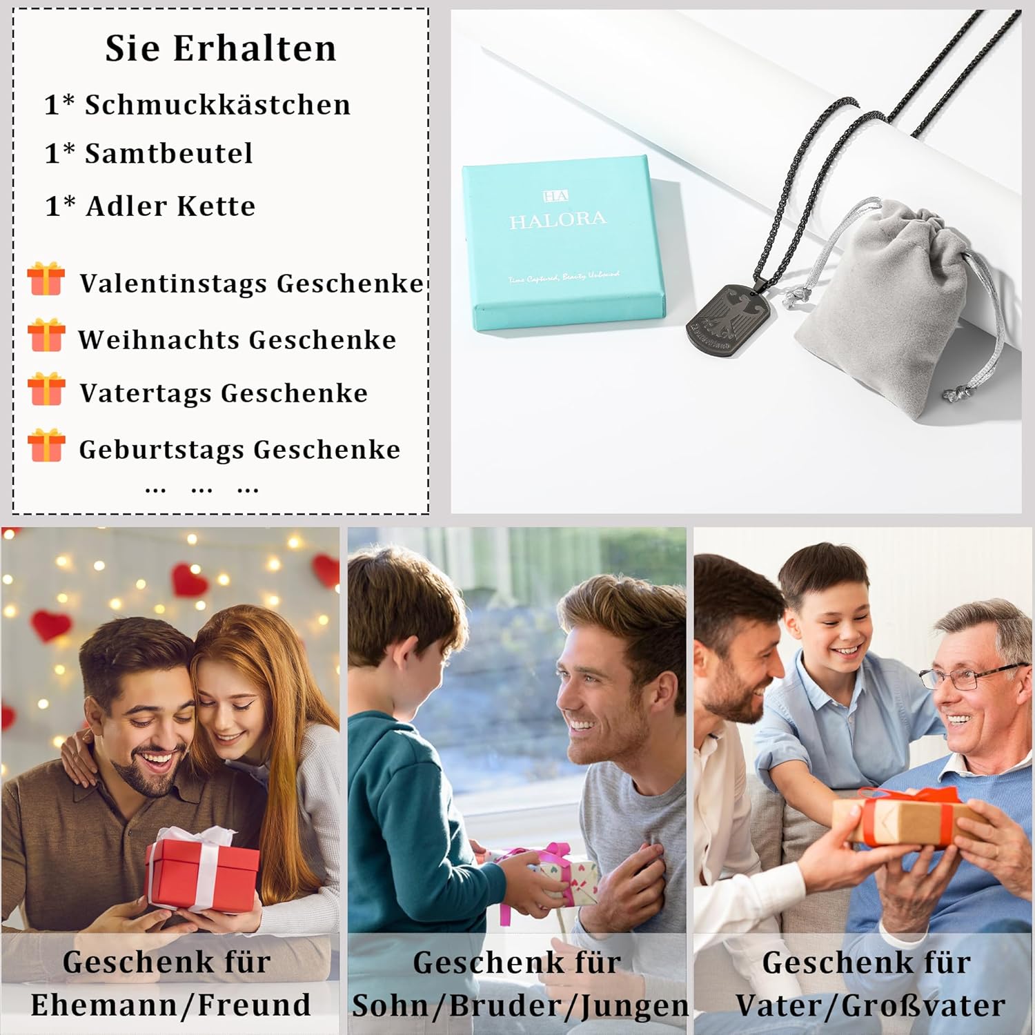 Thumbnail 5 de Halora Deutschland Kette Adler Herren 60 cm