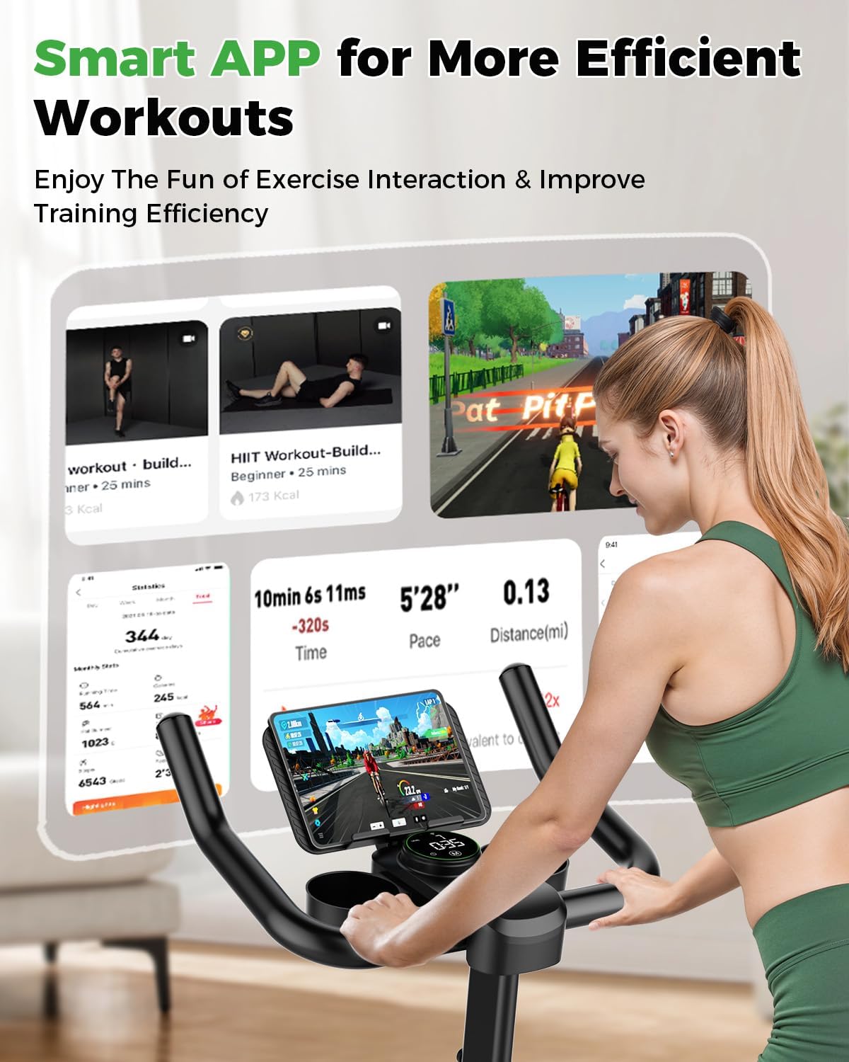 Detalle de MJWW Exercise Bike for Home Gym Use: Magnetic Resistance Spin Bike with Smart App