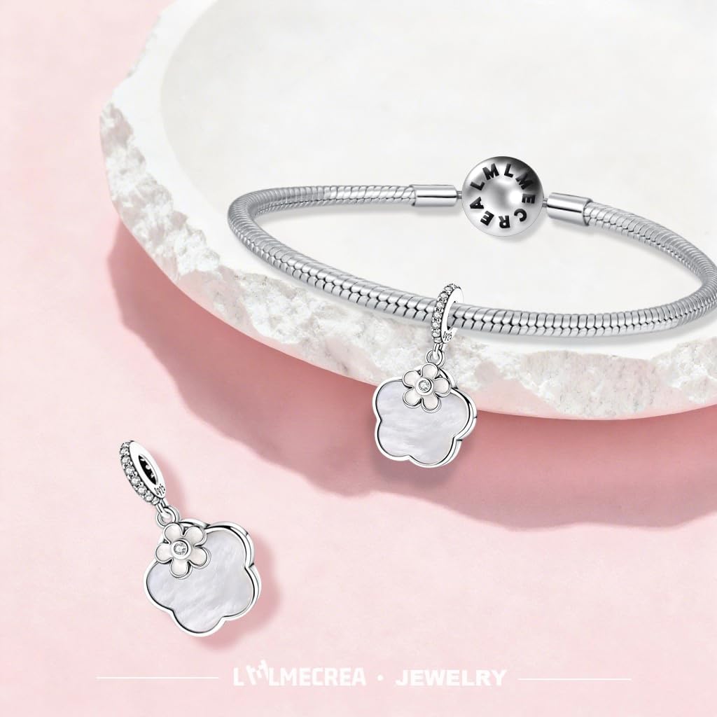 Detalle de LMLMECREA Charm Anhänger aus 925 Sterling Silber mit Florendesign für europäische Armbänder