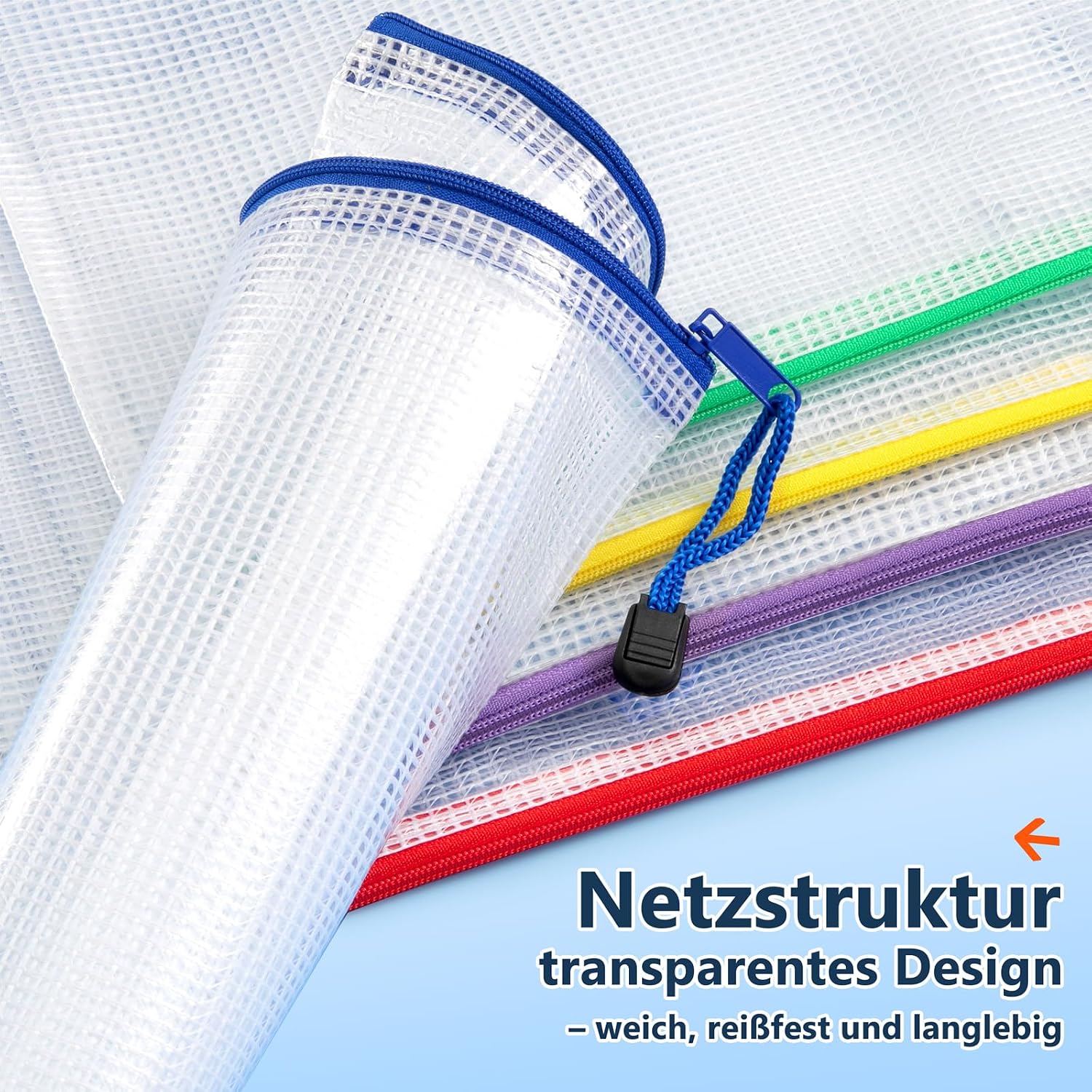 Detalle de SUNEE Dokumententasche A5 – 12er Set wasserdichte Mesh-Taschen in 6 Farben