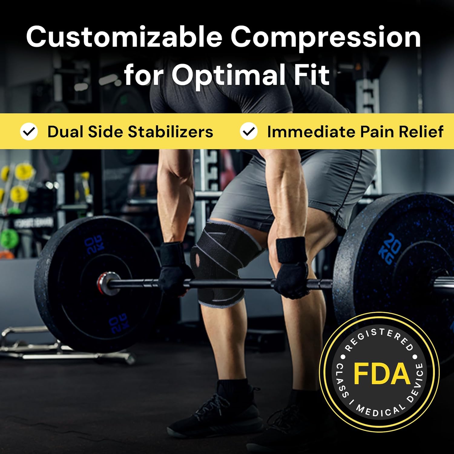 Thumbnail 2 de BraceUP Knee Support with Side Stabilizers & Patella Gel Pads (L/XL) for knee pain, arthritis & patella stability