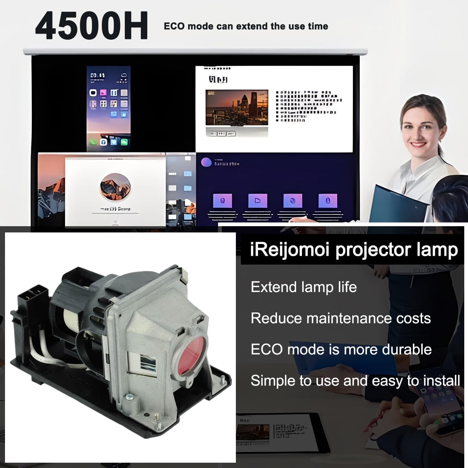 Thumbnail 1 de iReijomoi NP13LP replacement lamp with housing for NEC projectors
