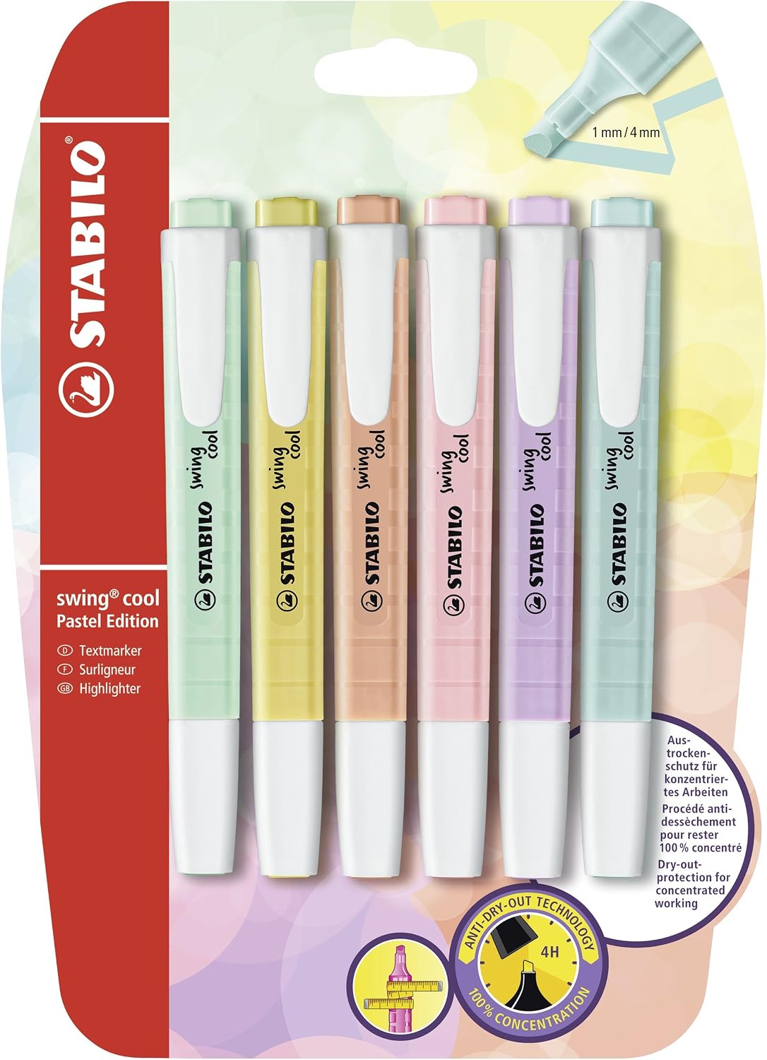 Detalle de STABILO Textmarker swing cool Pastel 6er Pack – schlank, zuverlässig und farbenfroh