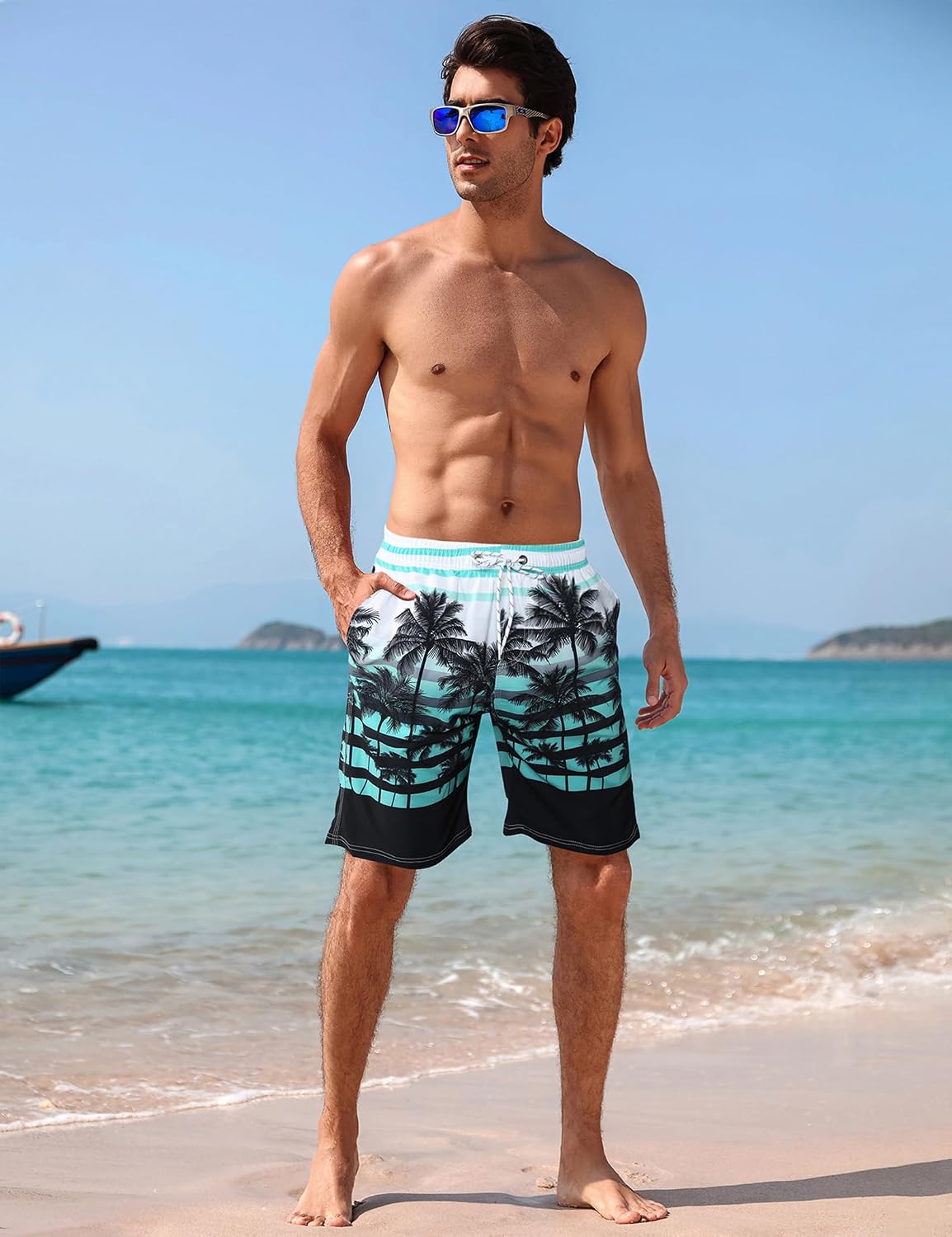 Detalle 2 de APTRO Men's 9" Swim Trunks with Mesh Lining, Quick-Dry Design