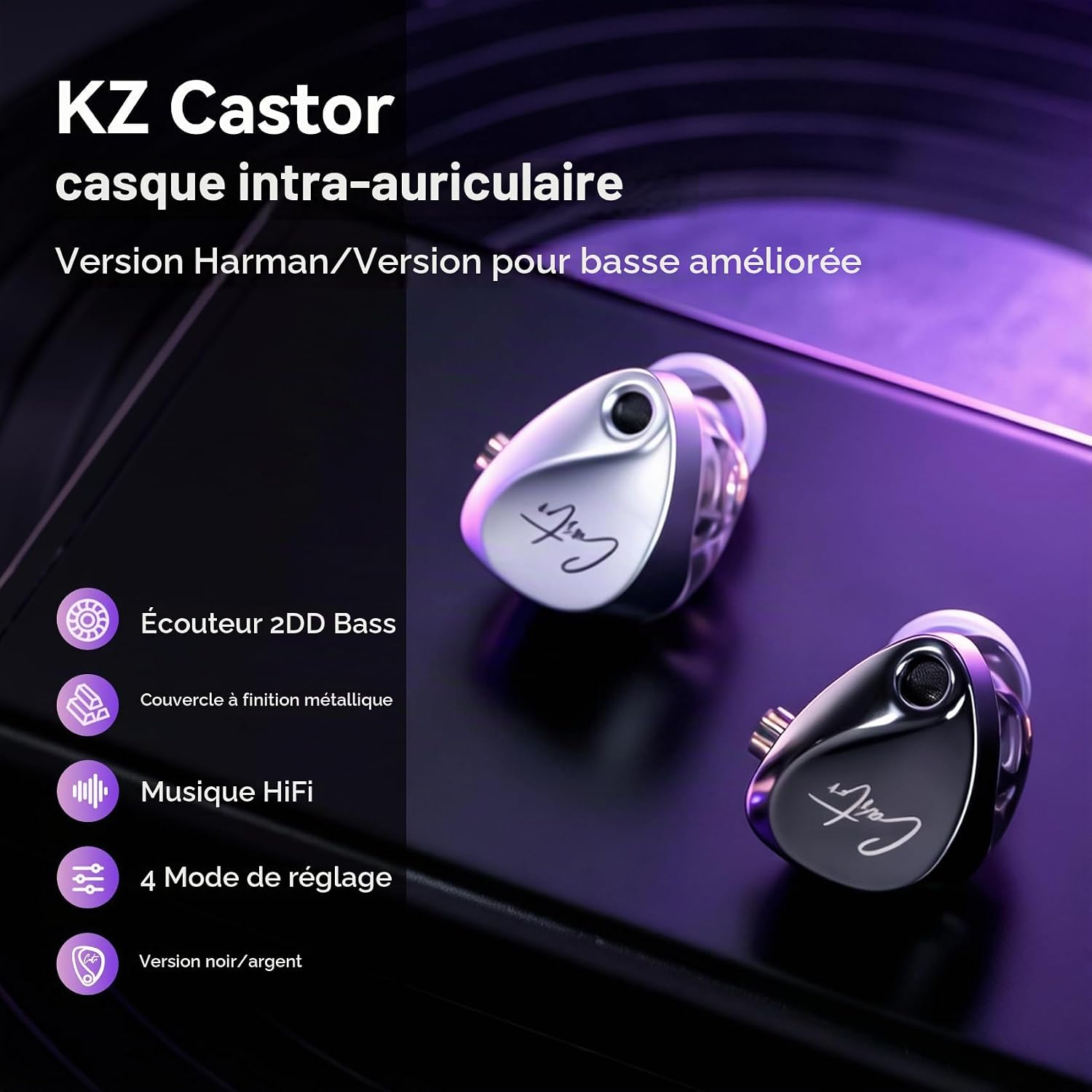 Detalle 2 de KZ Castor bedrade in-earoordopjes met dubbele driver en microfoon