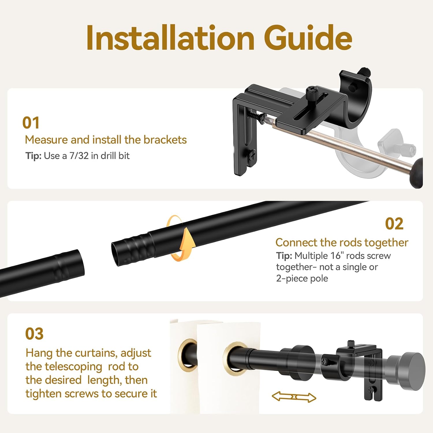 Thumbnail 5 de YaFex Curtain Rod, 32–57 Inches