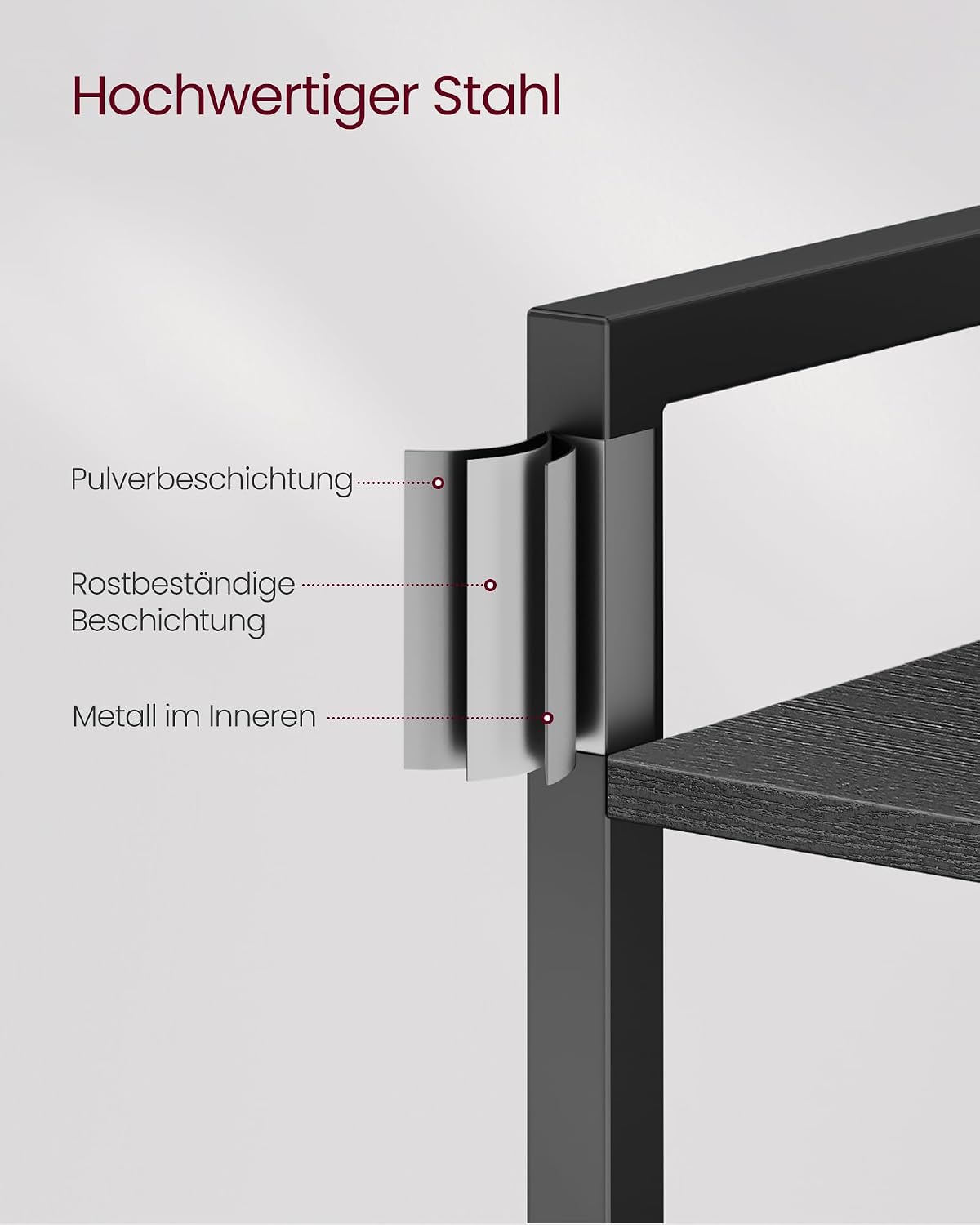Thumbnail 6 de VASAGLE LLS101B56 Regal für Bücher, DVDs & offene Ablagen (6 Ebenen) 30 x 40 x 186 cm, ebenholzschwarz/tintenschwarz