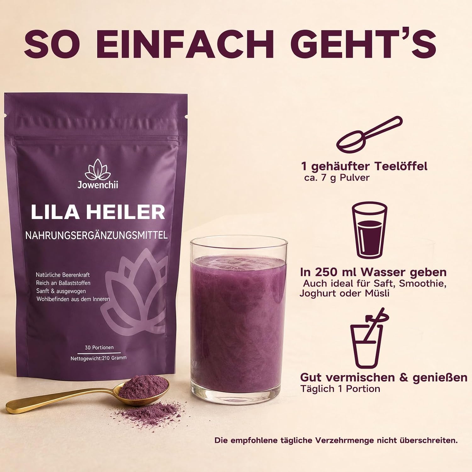 Thumbnail 4 de Lila Superfood Pulver 210 g – Lila Pflanzenpulver für Darmbalance, vegan & ballaststoffreich