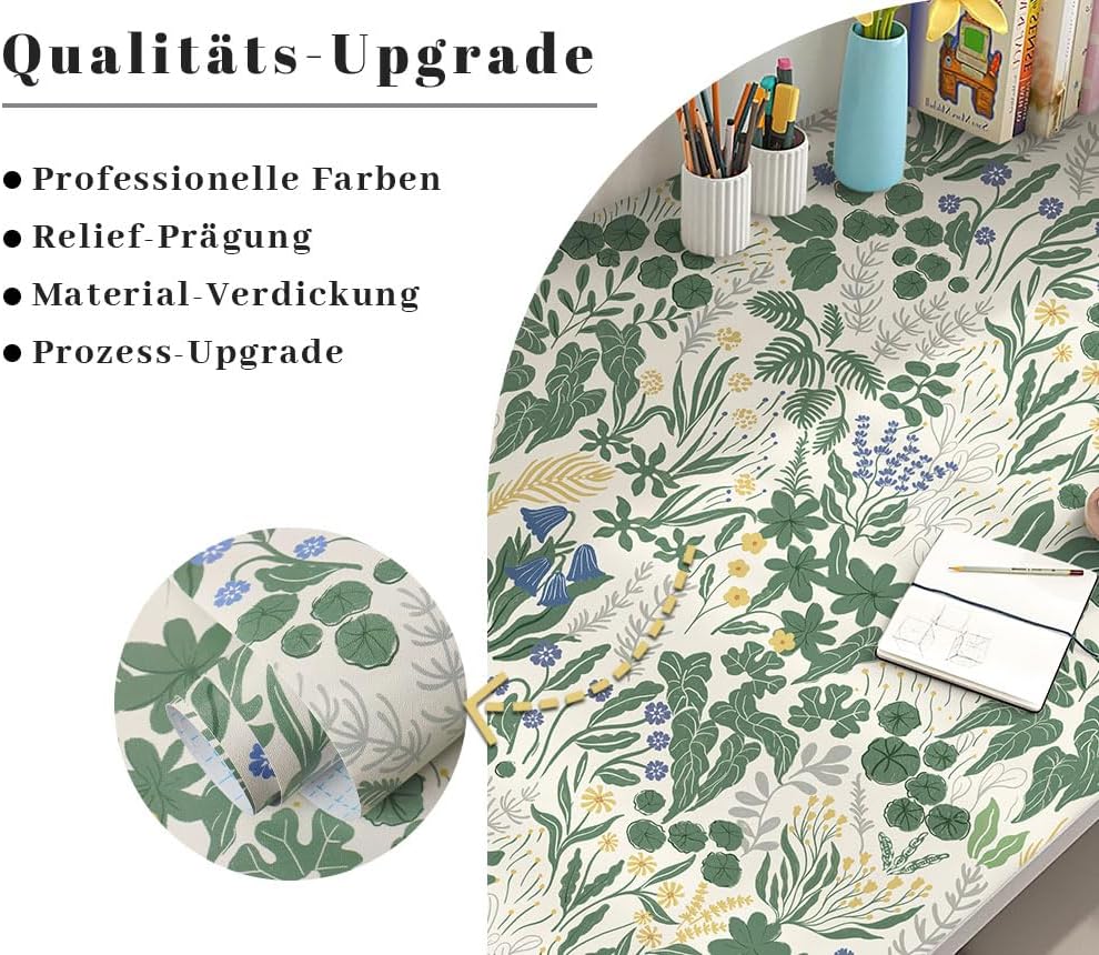 Detalle 2 de CiCiwind Selbstklebende Tapete Gelb 44 cm × 10 m – wasserfest, abnehmbar, Blumenmuster