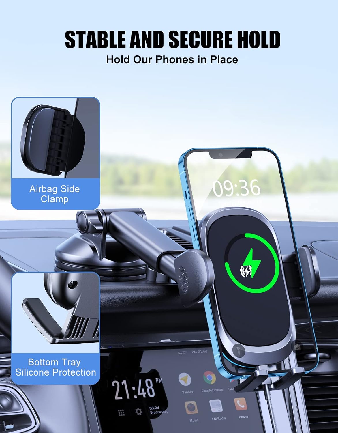 Thumbnail 6 de Glangeh 15W wireless car charger holder