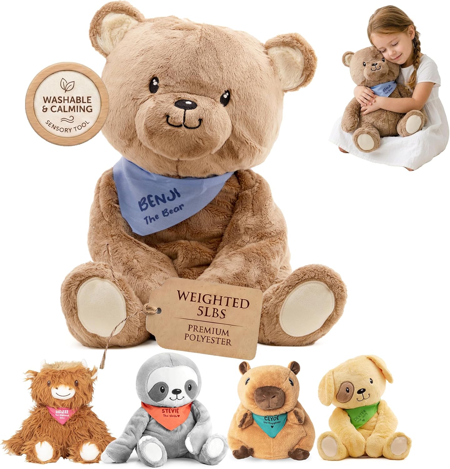 Detalle de Lilly's Love Benji the Bear: 4.5lb Weighted Plush for Calm, Focus and Comfort