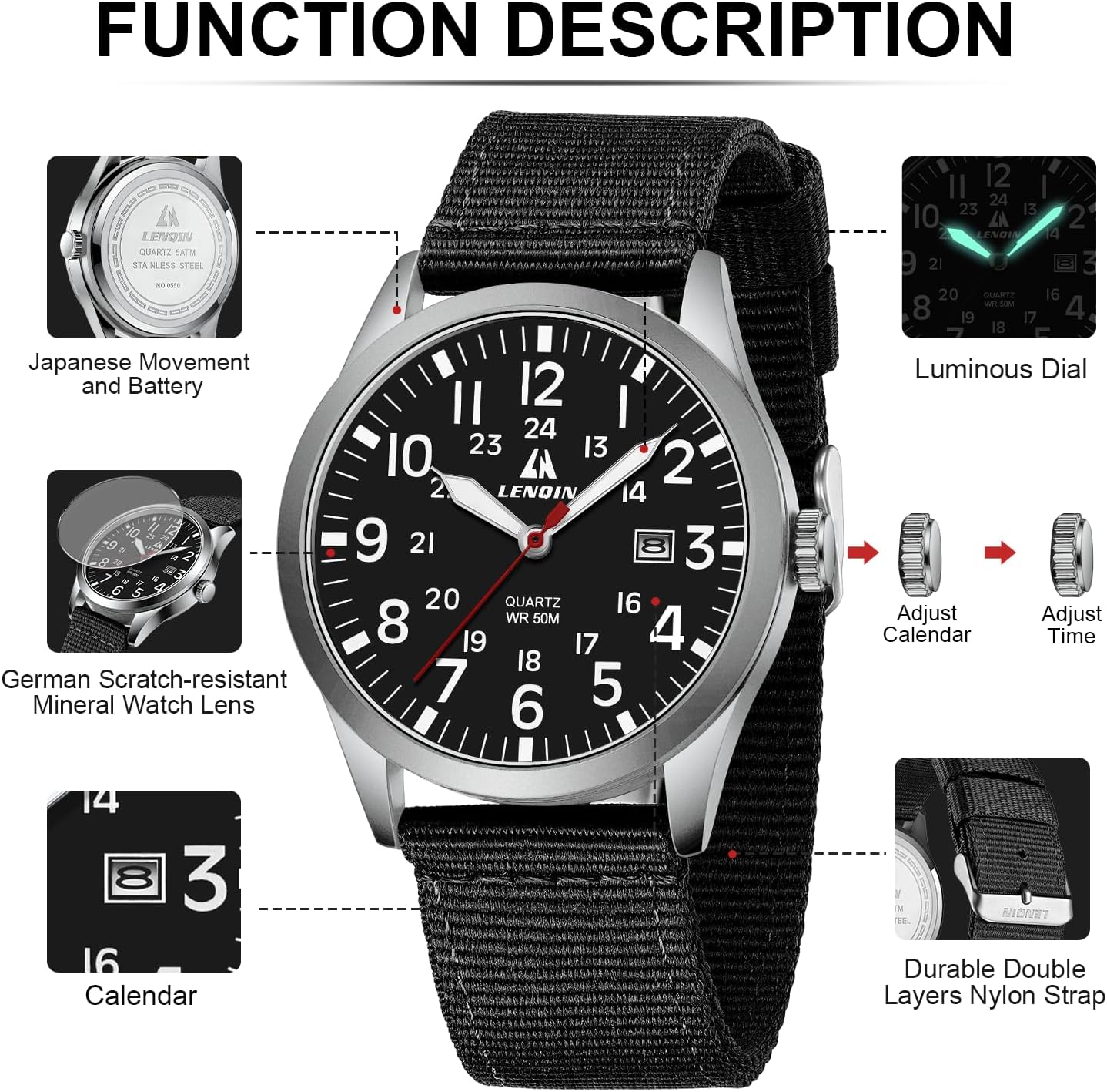 Thumbnail 3 de LN LENQIN Military Sport Analog Watch ⌚